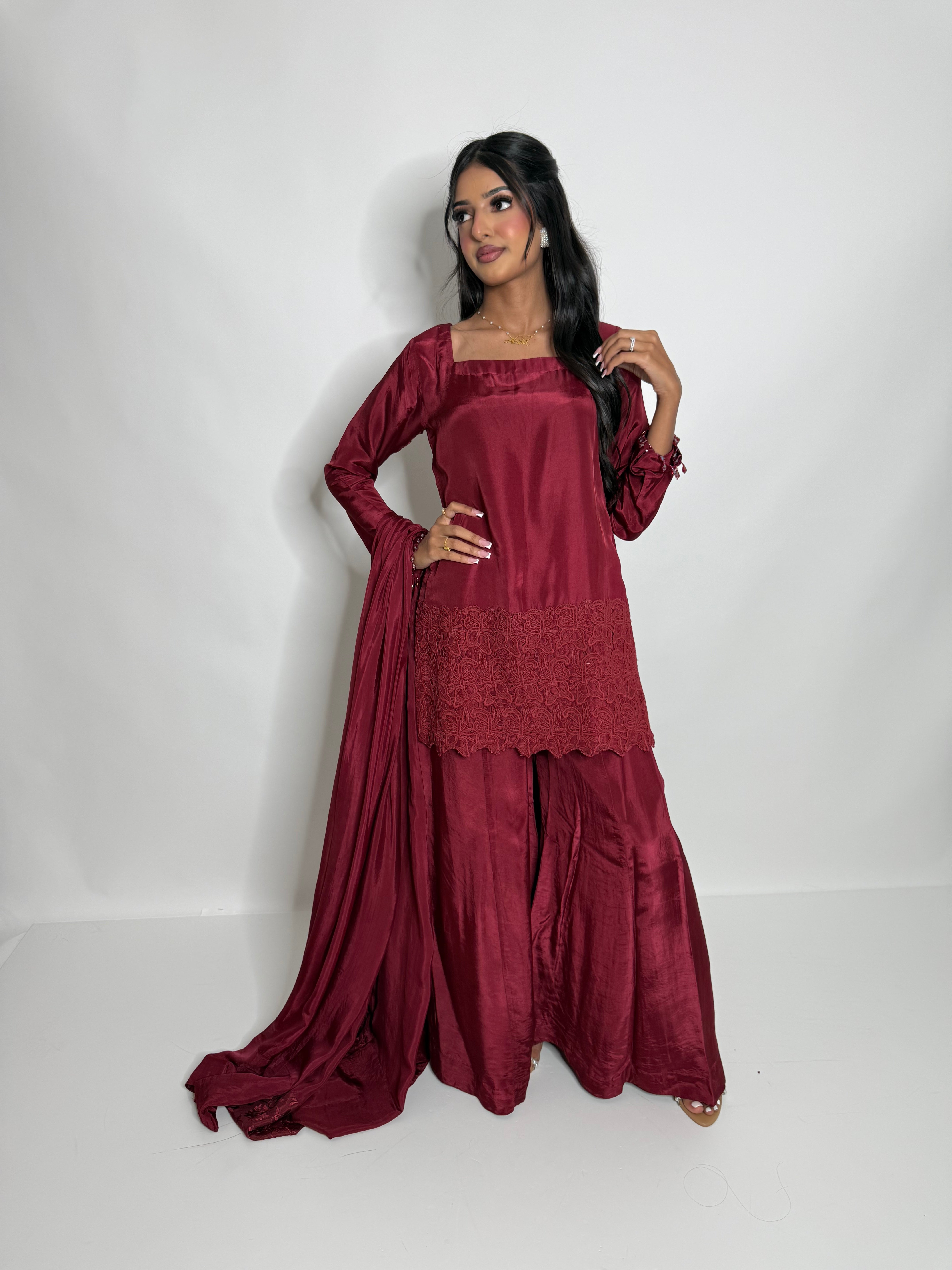 Zareen Rouge | Luxury Silk Pakistani Sharara Set
