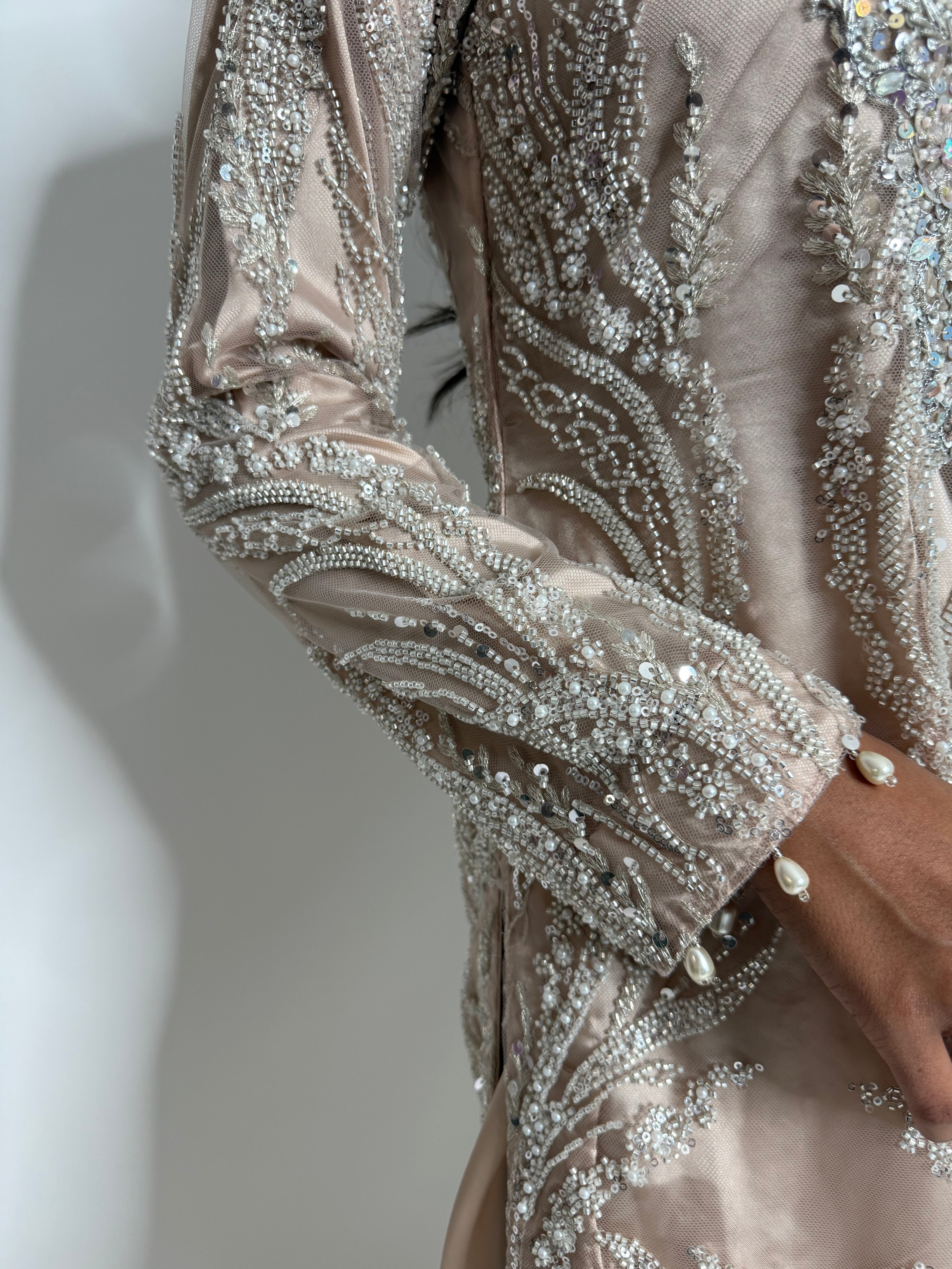 Nooré | Luxury Pakistani Nude Hand Embellished Sharara Suit UK