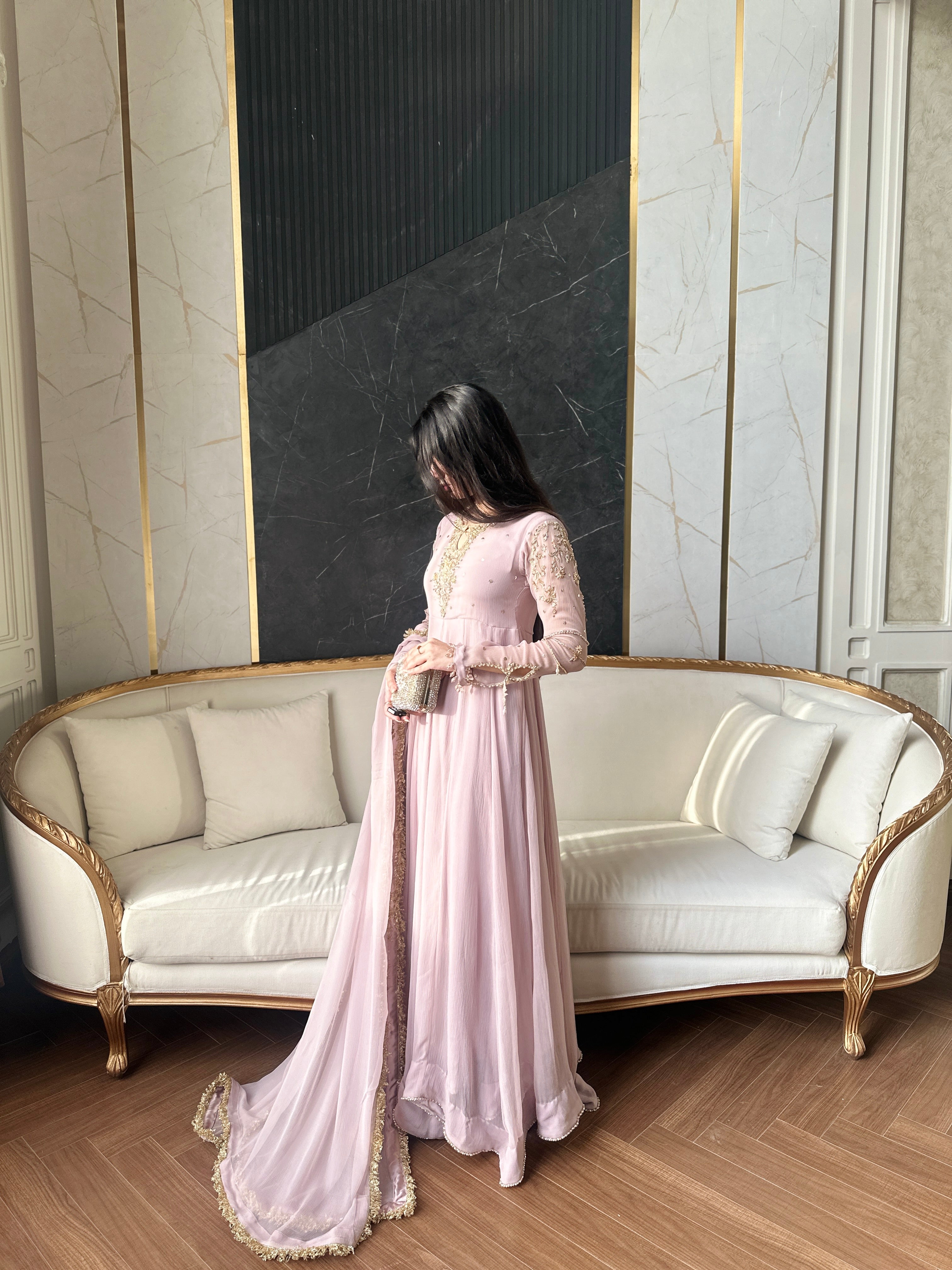 LAILUMA | LUXURY PAKISTANI SOFT LILAC HAND EMBROIDERED 3 PIECE SUIT UK | WEDDING GUEST, EID & PARTY WEAR