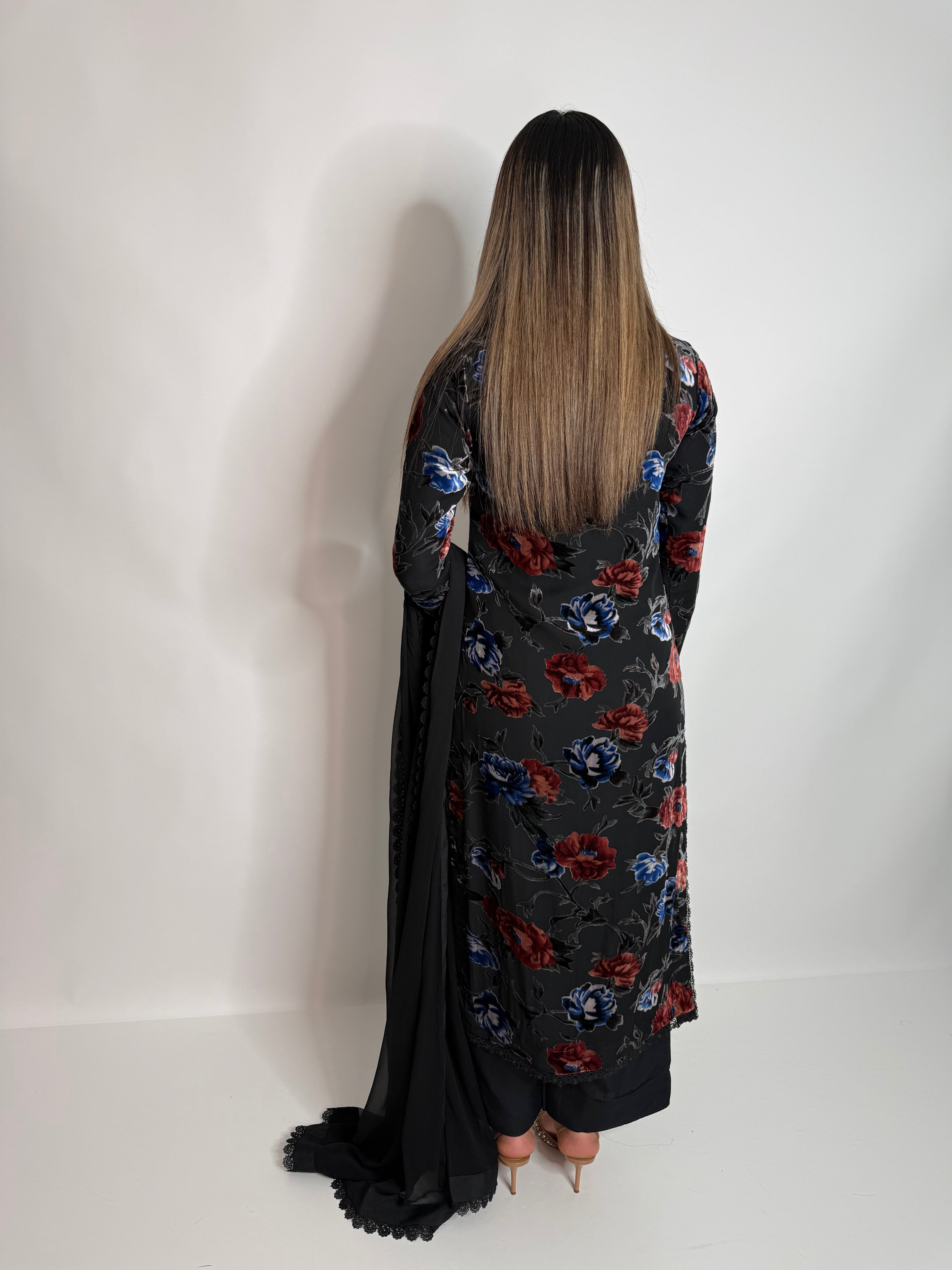 Black Floral Palachi Three Piece Suit UK | The Calvienne