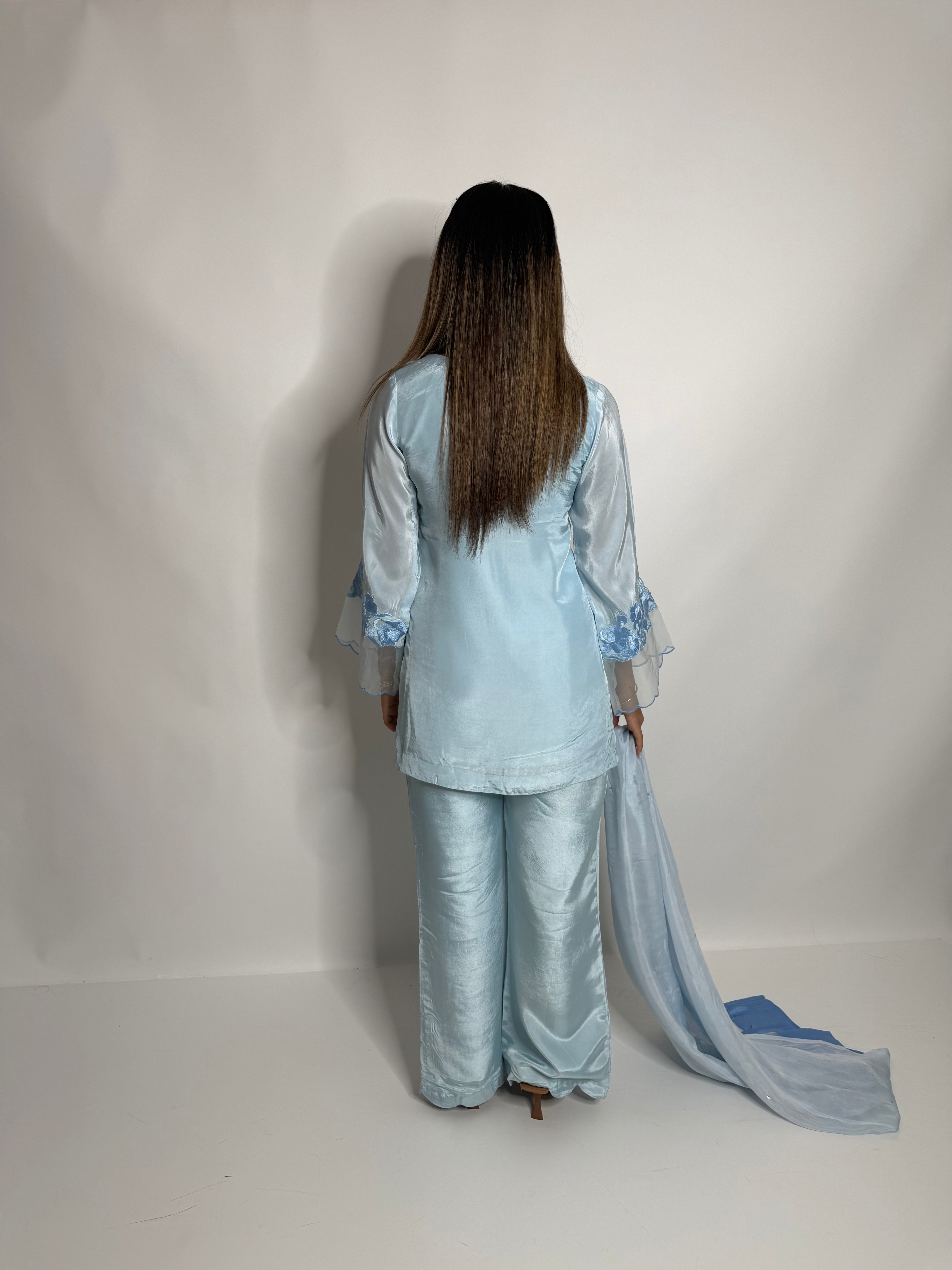 Élodie Bleu | Powder Blue Silk Pakistani Suit