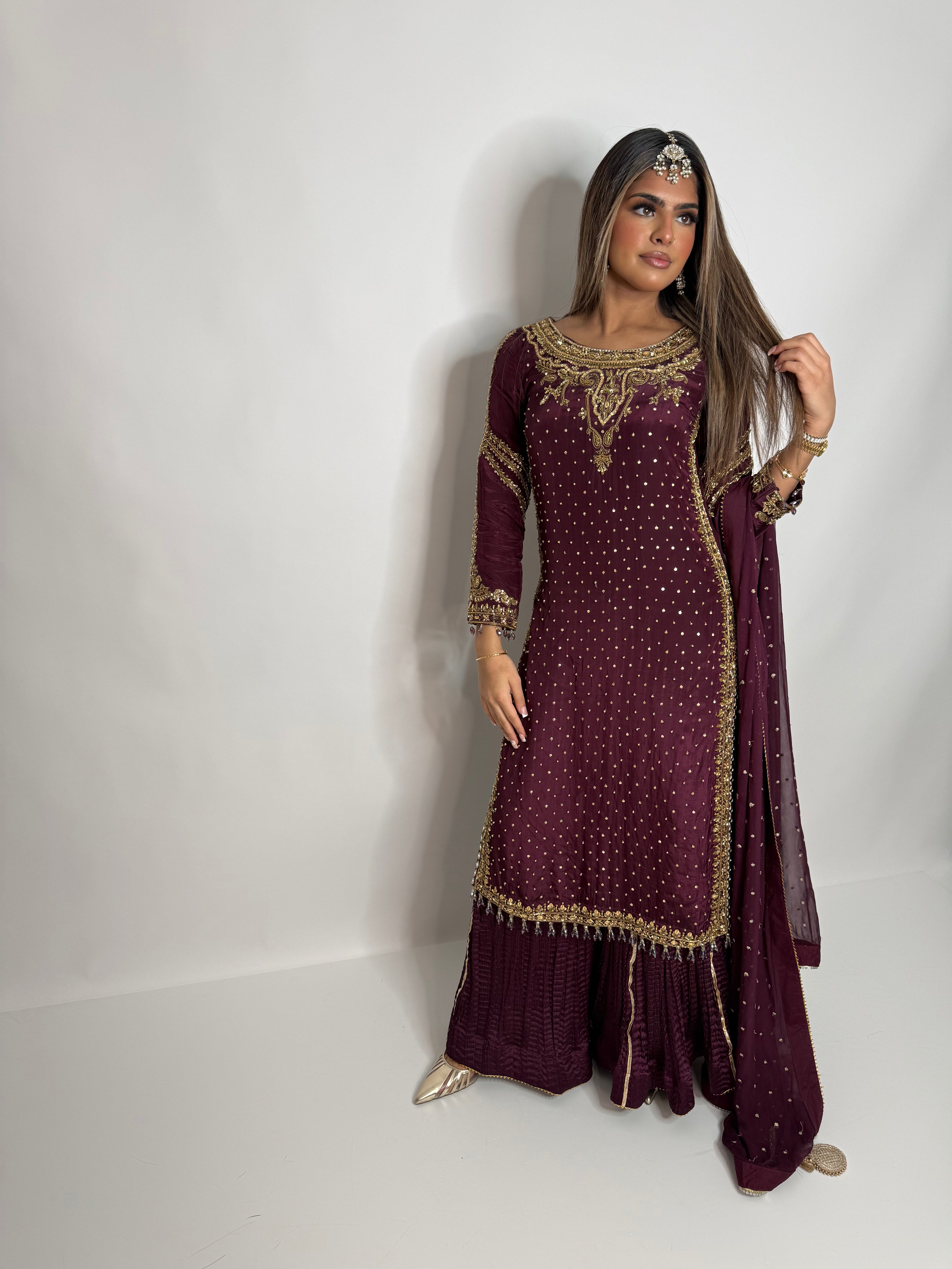 Molten Plum Silk Three Piece Suit UK | The Melora