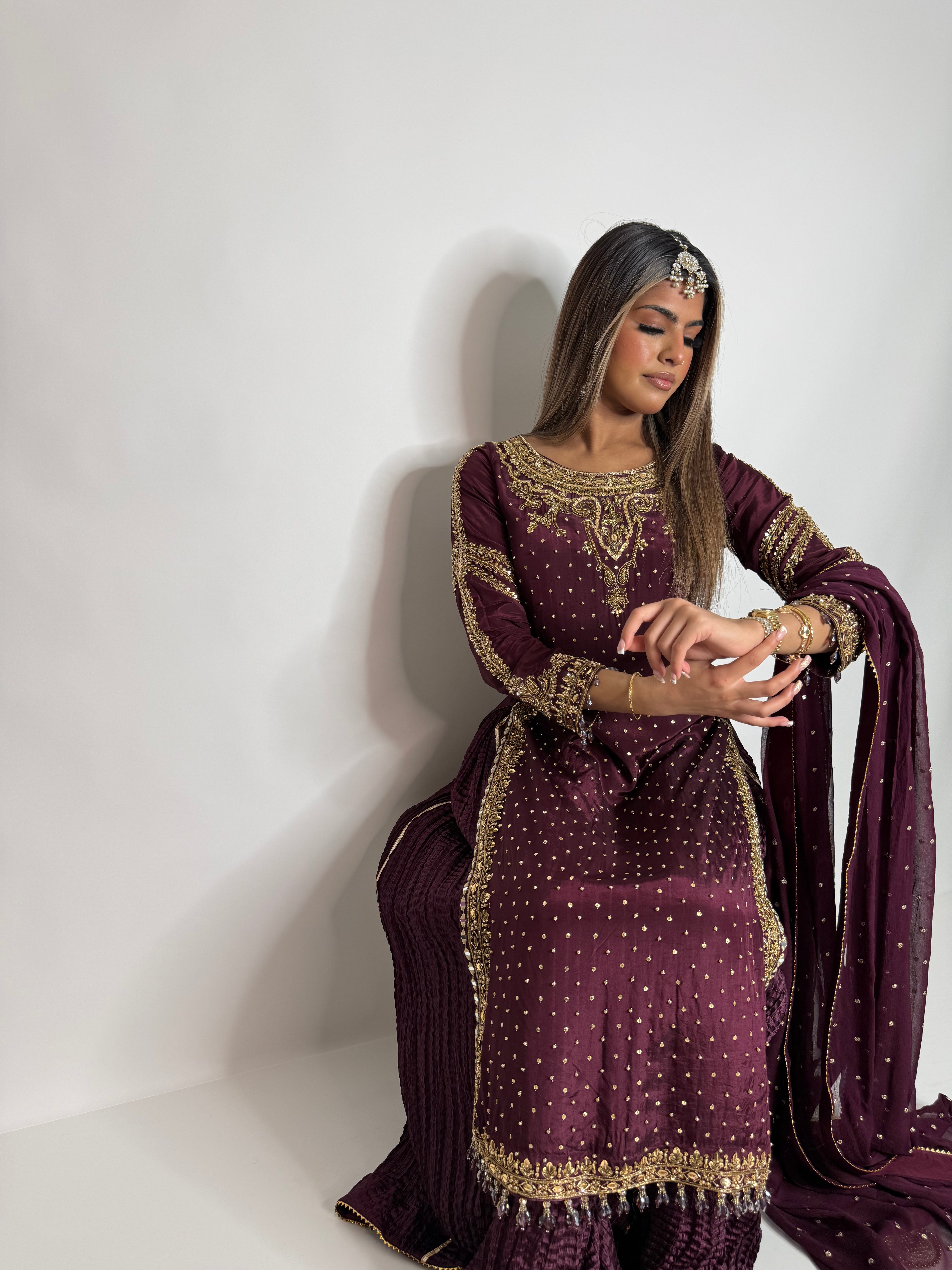 Molten Plum Silk Three Piece Suit UK | The Melora