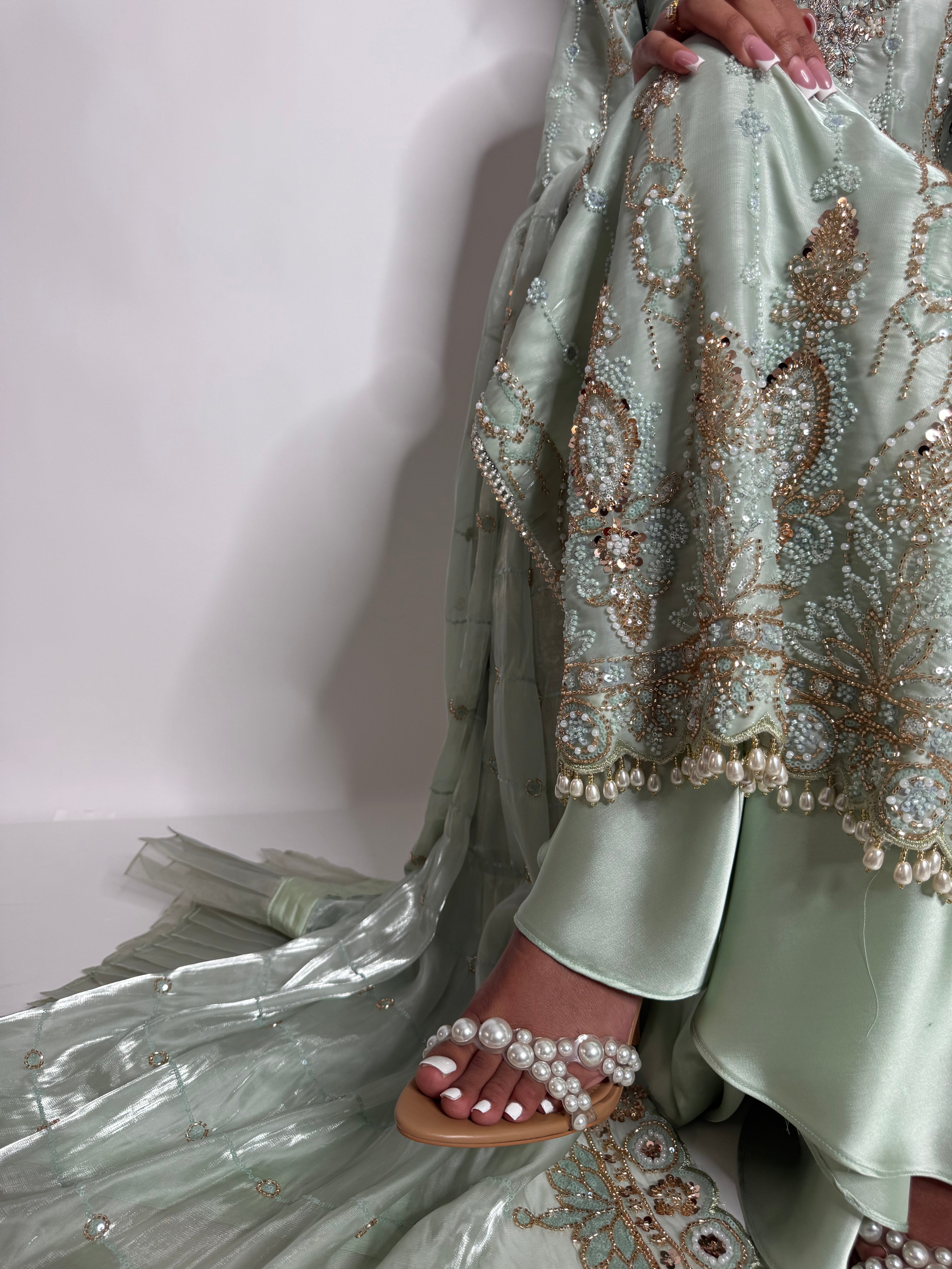 Zohra Opaline | Mint Embellished Pakistani Occasionwear Set