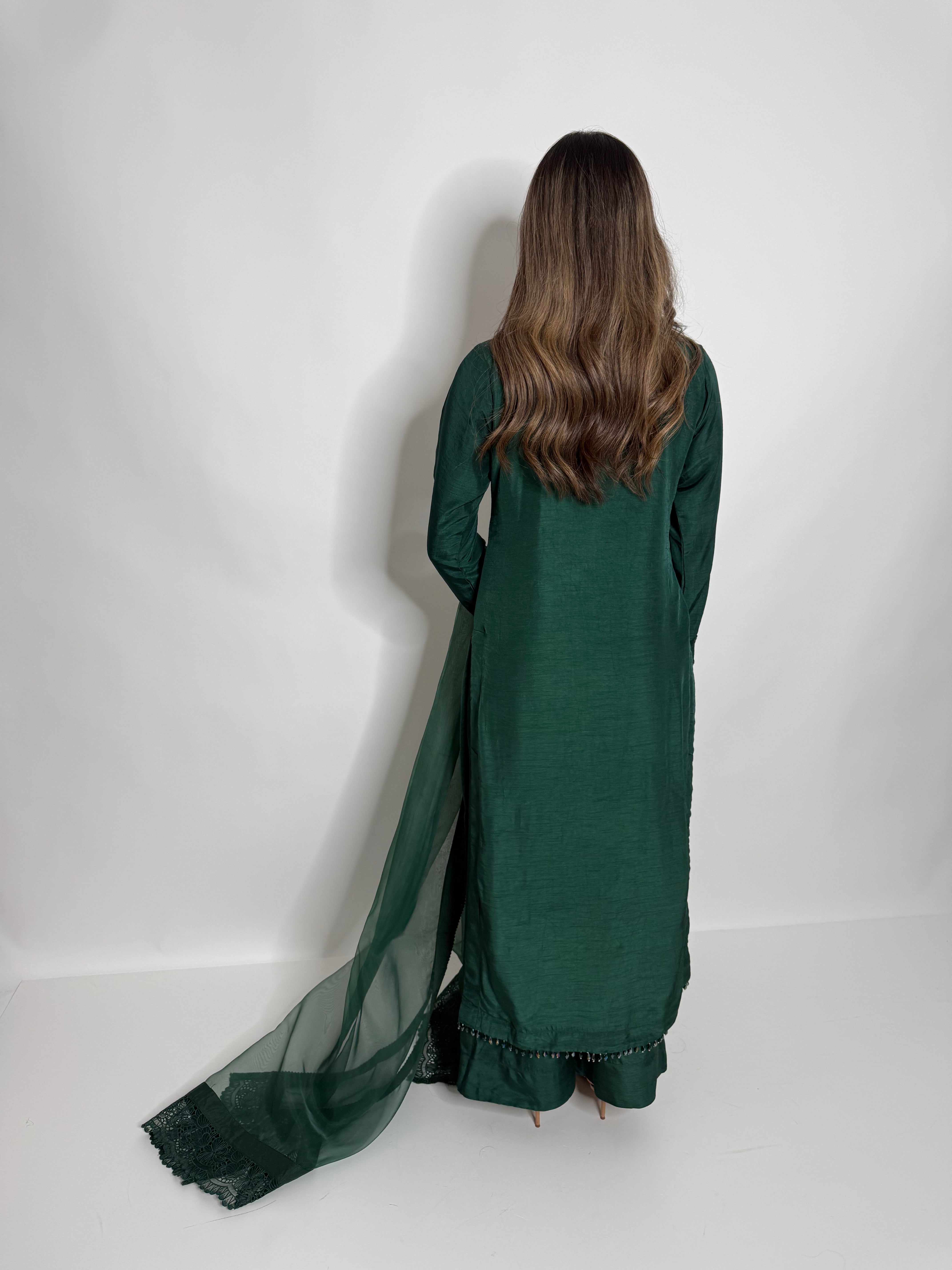 Emerald Raw Silk Three Piece Suit UK | The Verdantia