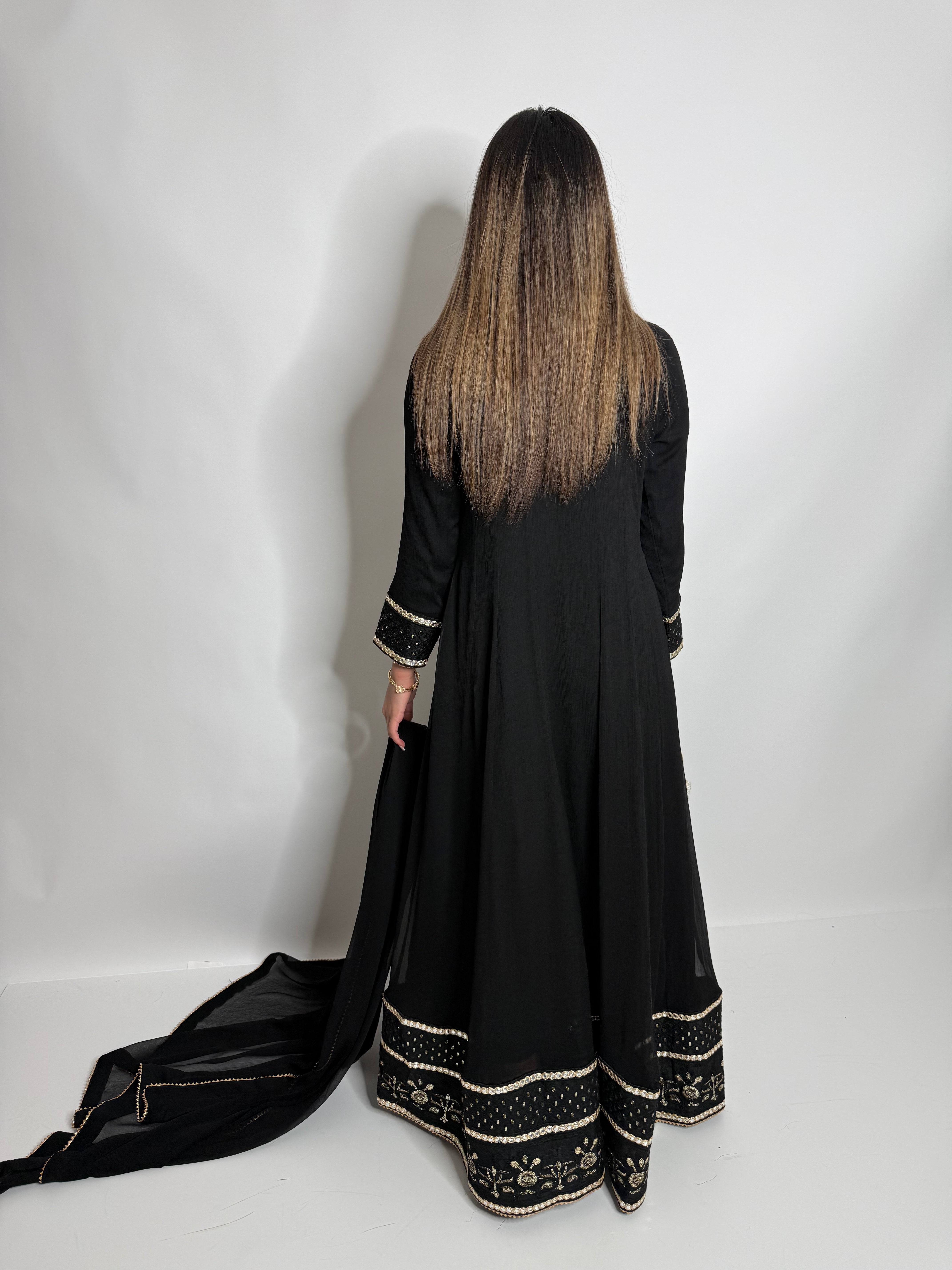 Noir Jahan | Luxury Pakistani Black & Gold Occasion Suit UK