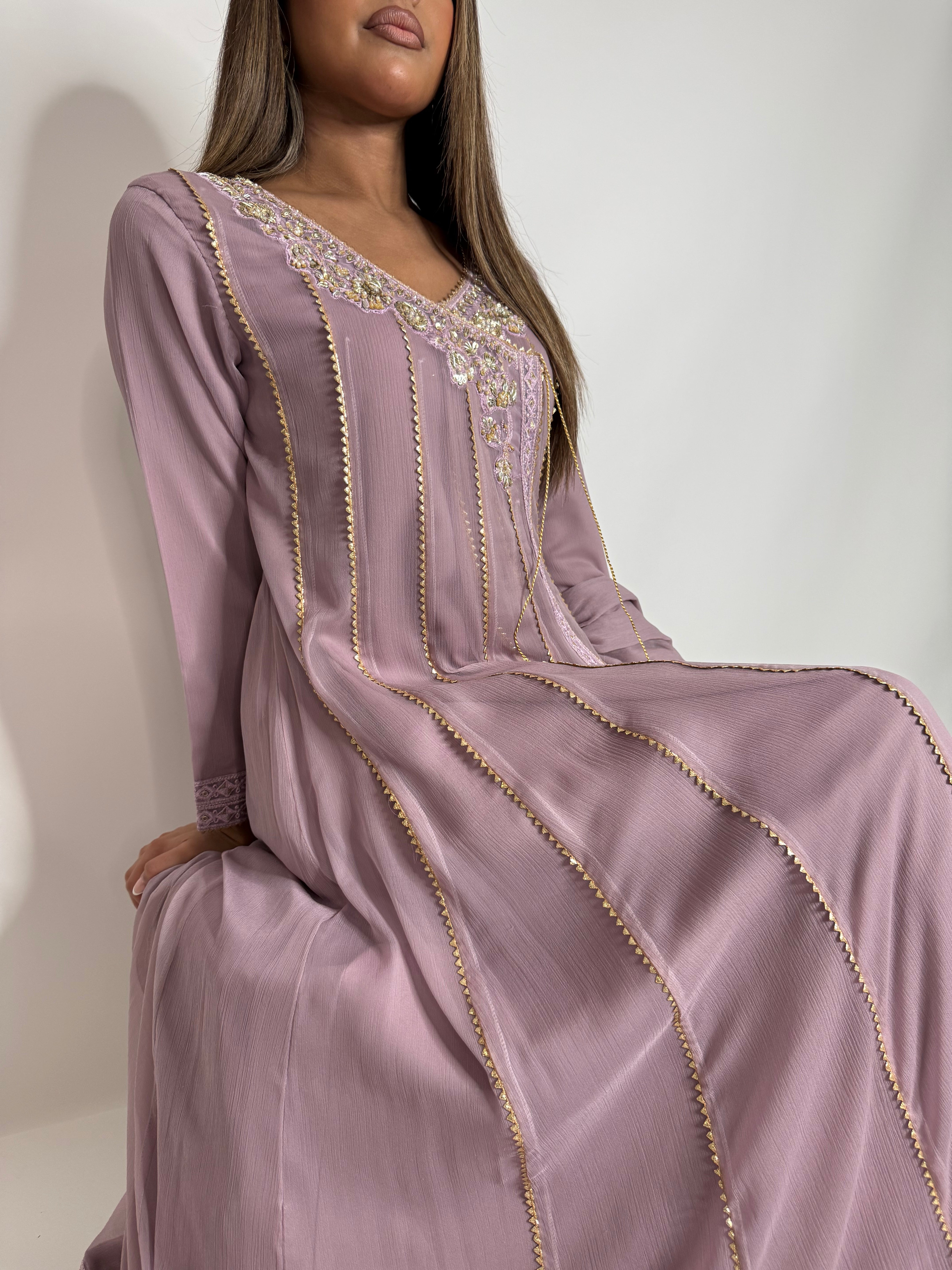 LILAC EMBROIDERED THREE PIECE SUIT UK | THE MEHR SOLÈNE