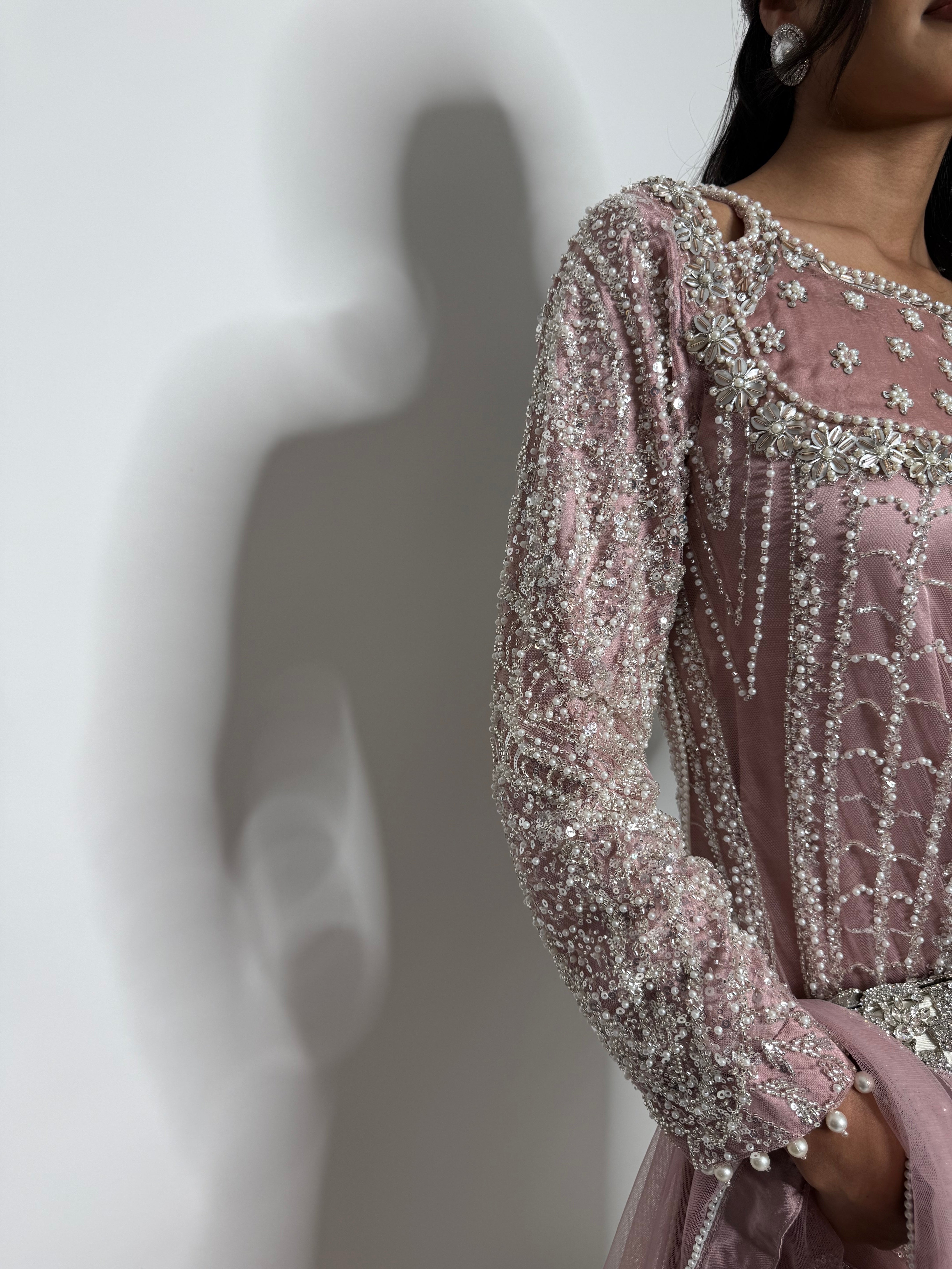 Blush Cutdana Embroidered Three Piece Suit UK | The Stellaria