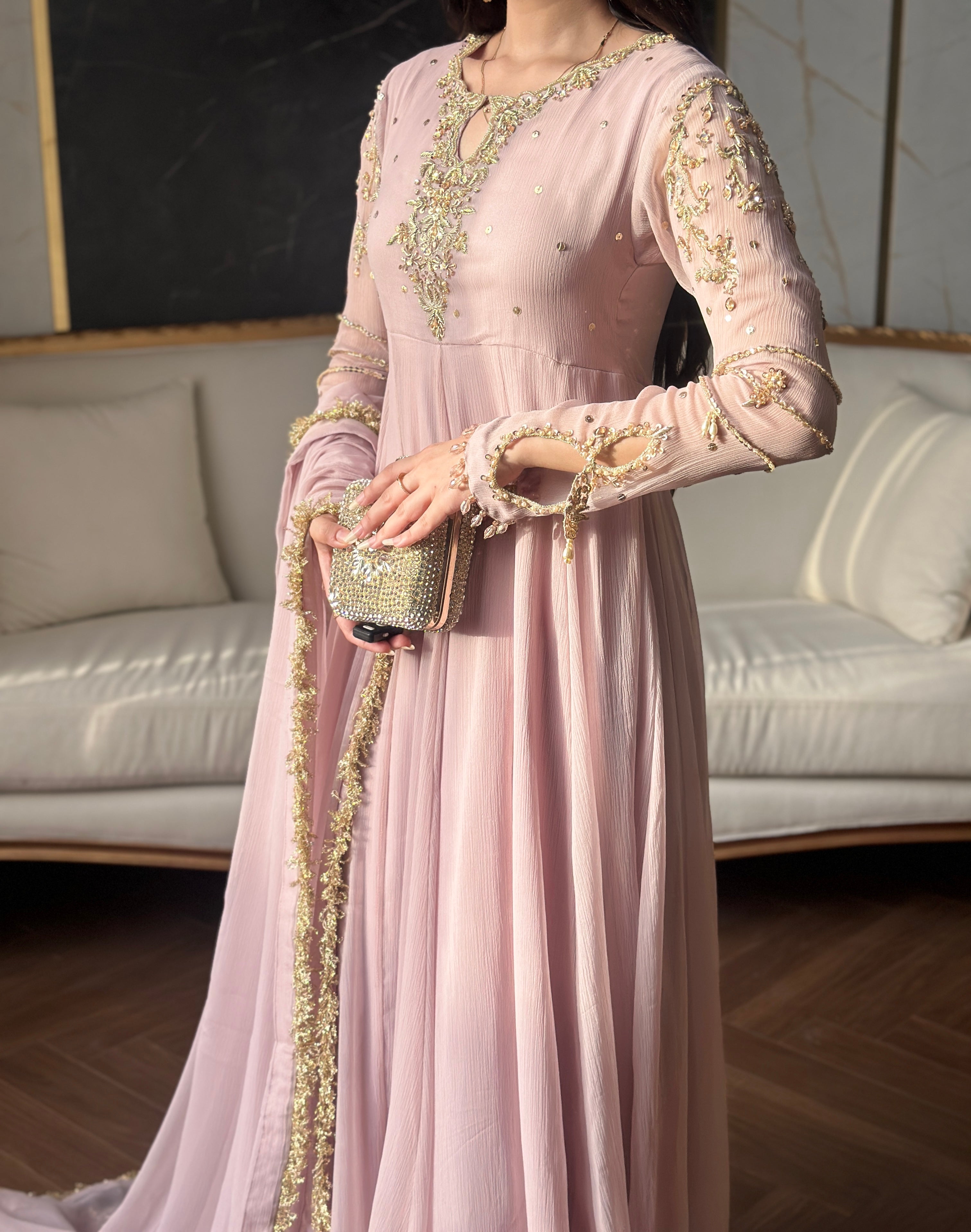 LAILUMA | LUXURY PAKISTANI SOFT LILAC HAND EMBROIDERED 3 PIECE SUIT UK | WEDDING GUEST, EID & PARTY WEAR