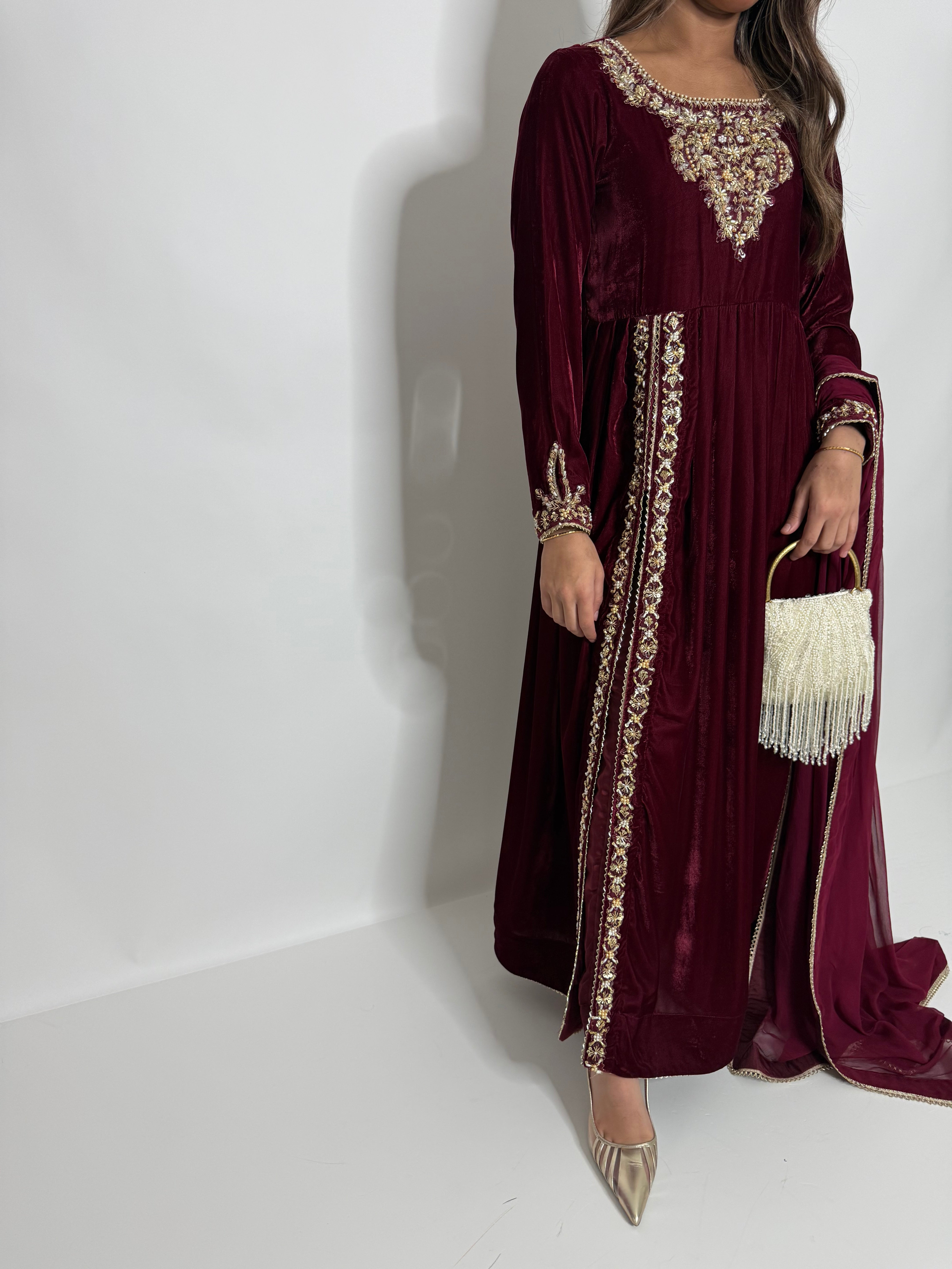 Imperial Garnet Velvet Dress UK | The Marcelline