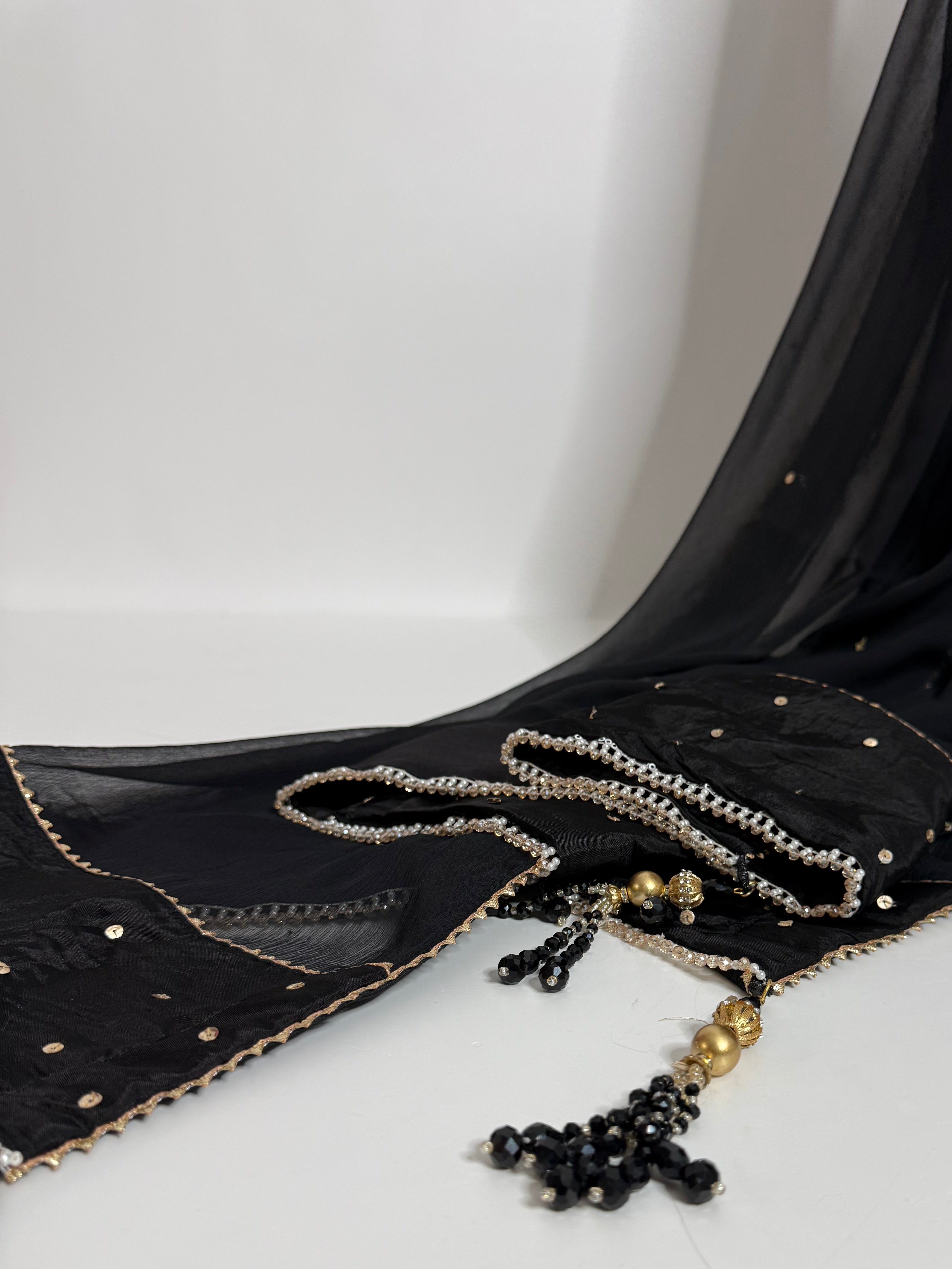 BLACK SILK SHARARA SUIT UK | THE KAIA NOIRE