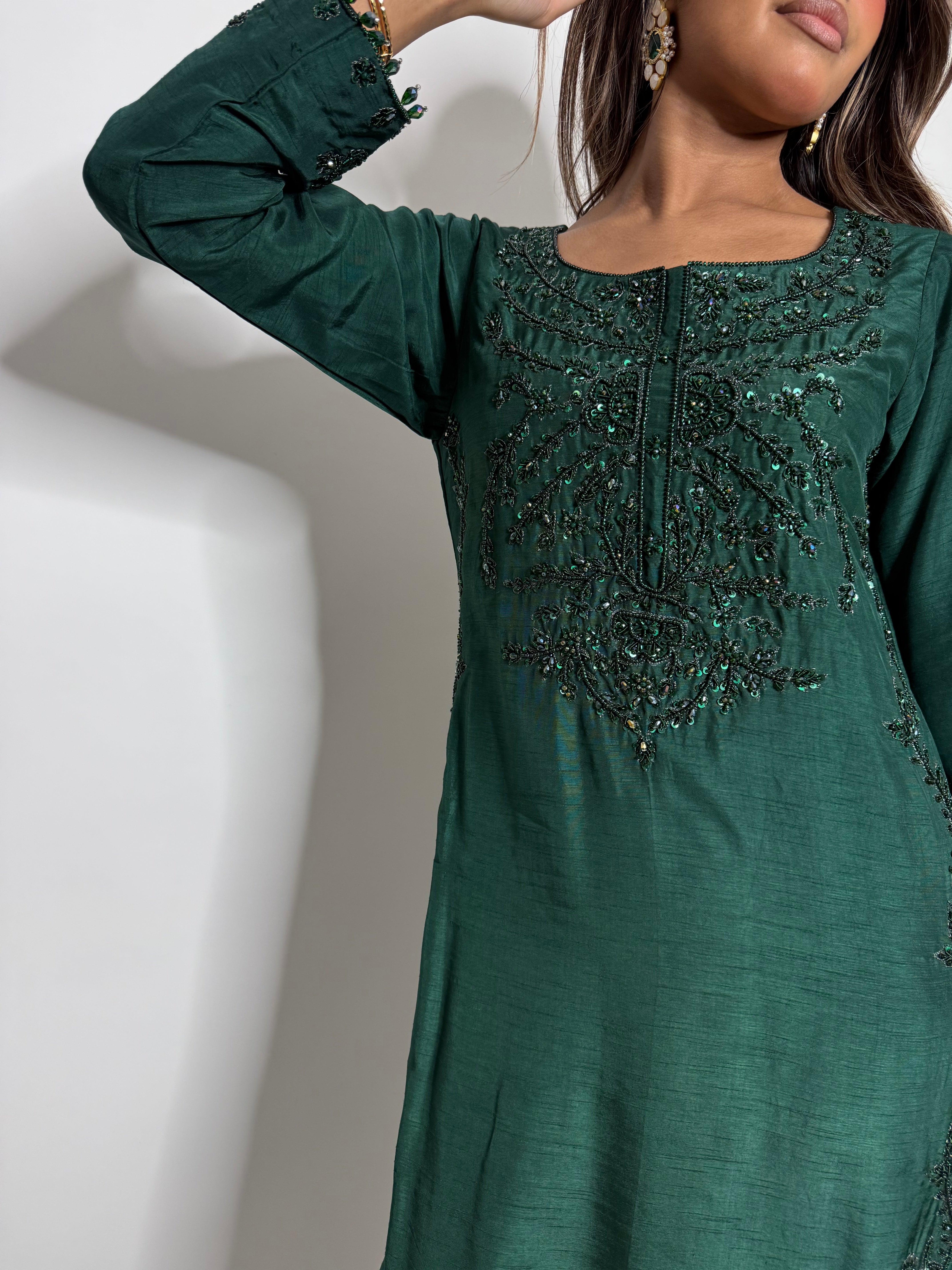 Emerald Raw Silk Three Piece Suit UK | The Verdantia