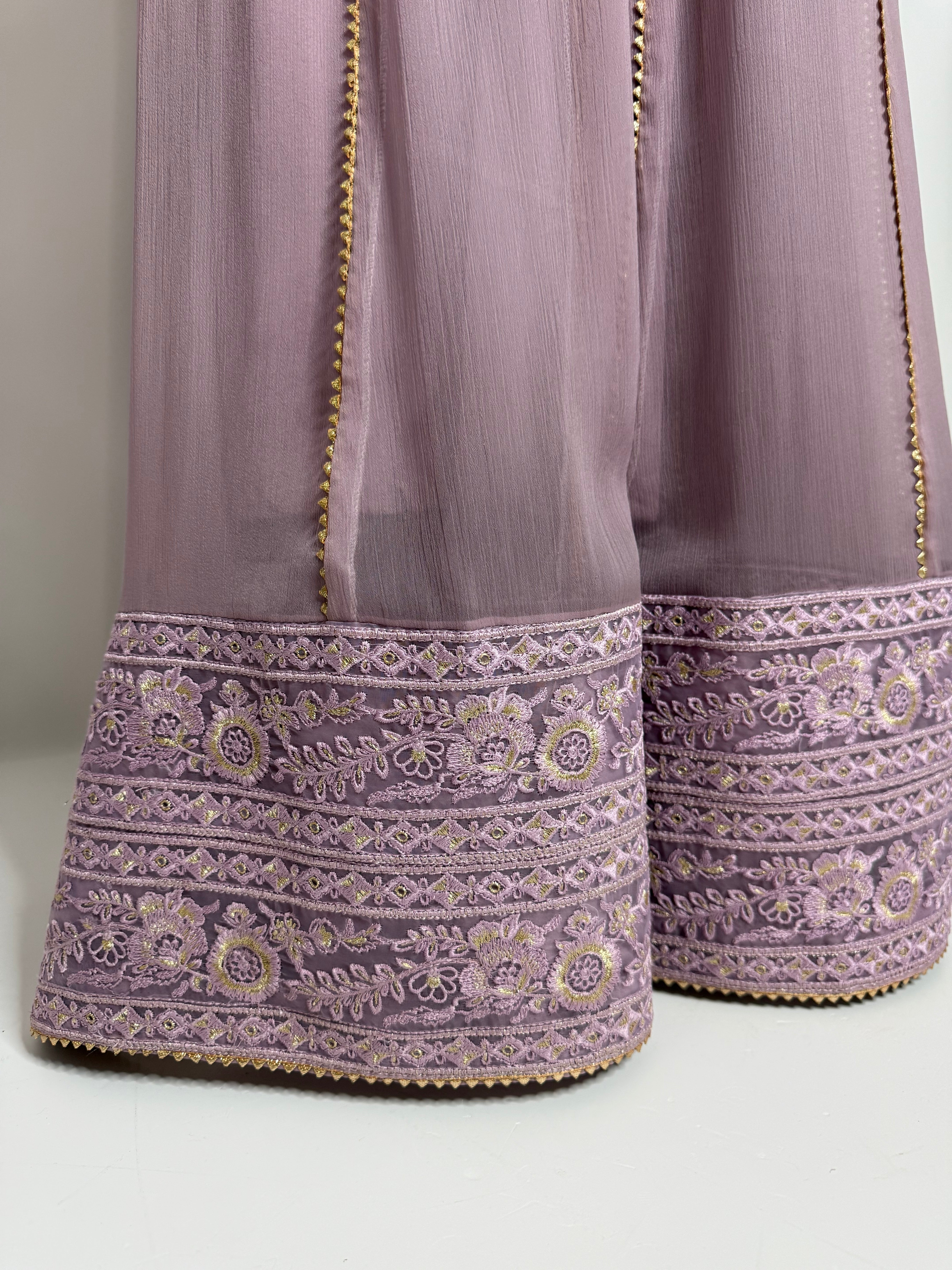 LILAC EMBROIDERED THREE PIECE SUIT UK | THE MEHR SOLÈNE