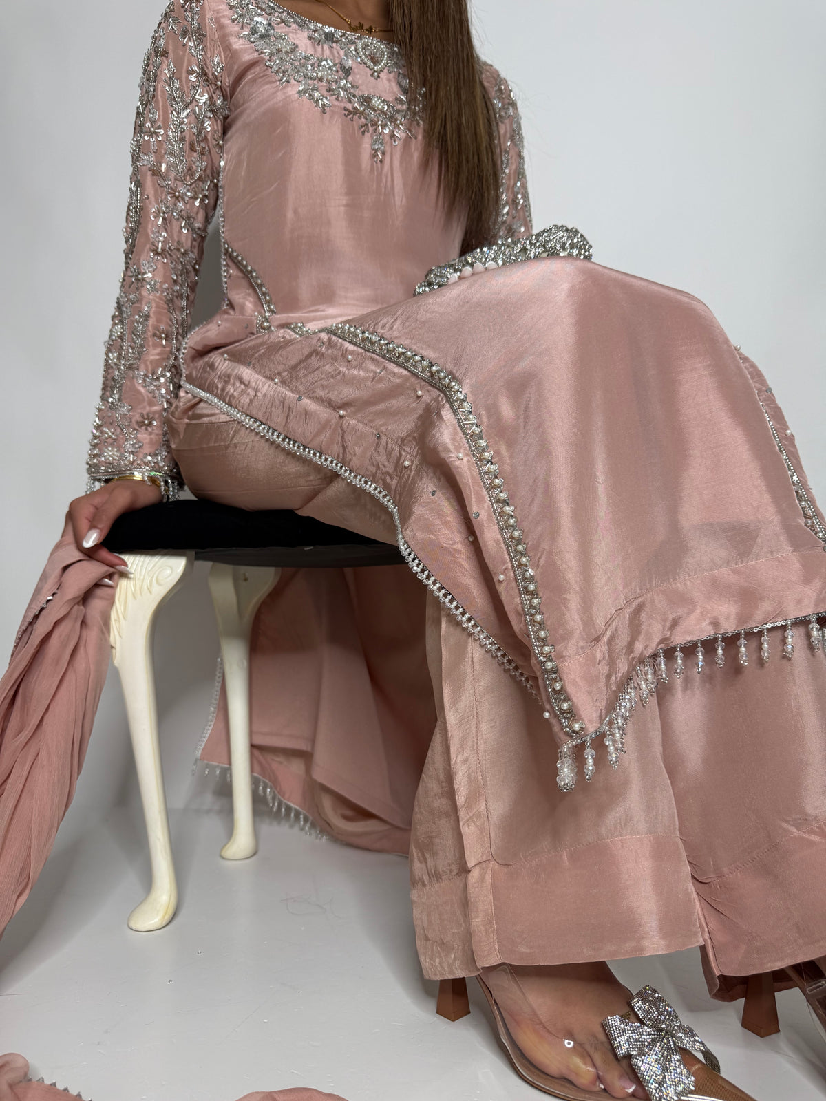 Rosalie Blush | Luxury Hand Embellished Silk Pakistani Suit