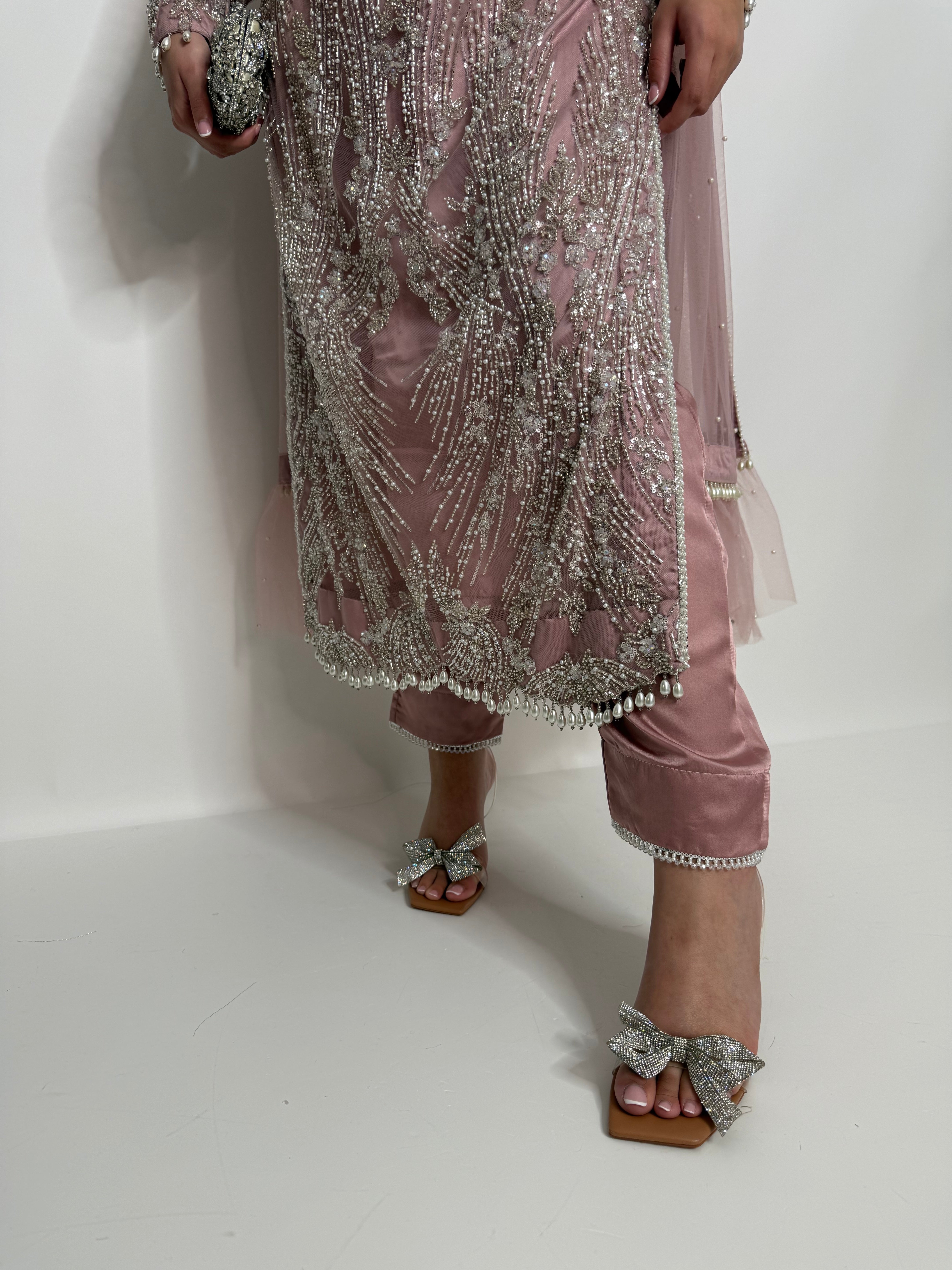 POWDER PINK EMBELLISHED THREE PIECE SUIT UK | THE BLUSHÉA