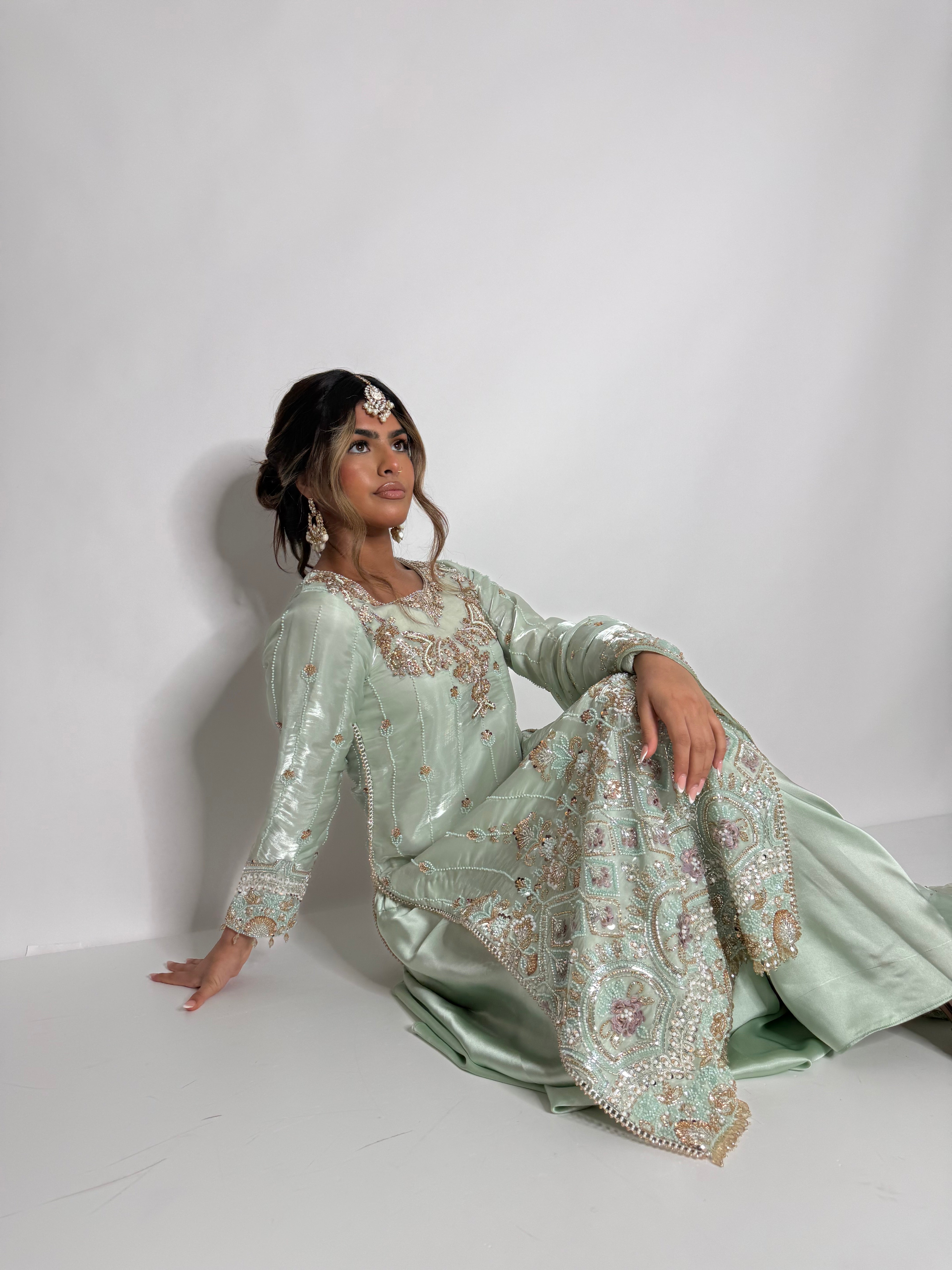 SILK CUTDANA EMBROIDERED SHARARA SUIT UK | THE ALTHEA NOORÉ
