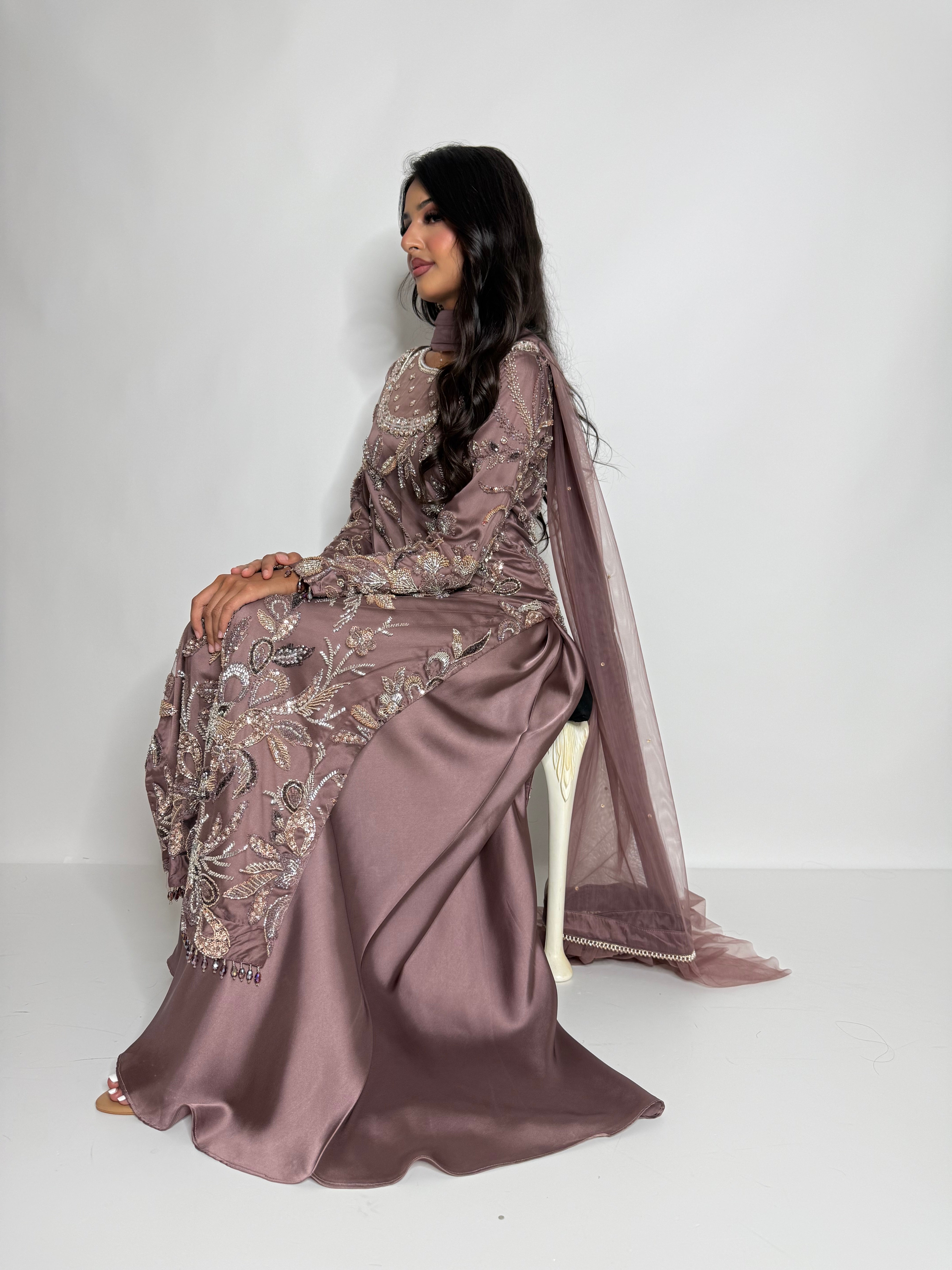 Noorzeba | Luxury Pakistani Cutdana Hand Embroidered Silk Sharara Suit UK | Wedding Guest, Eid & Party Wear