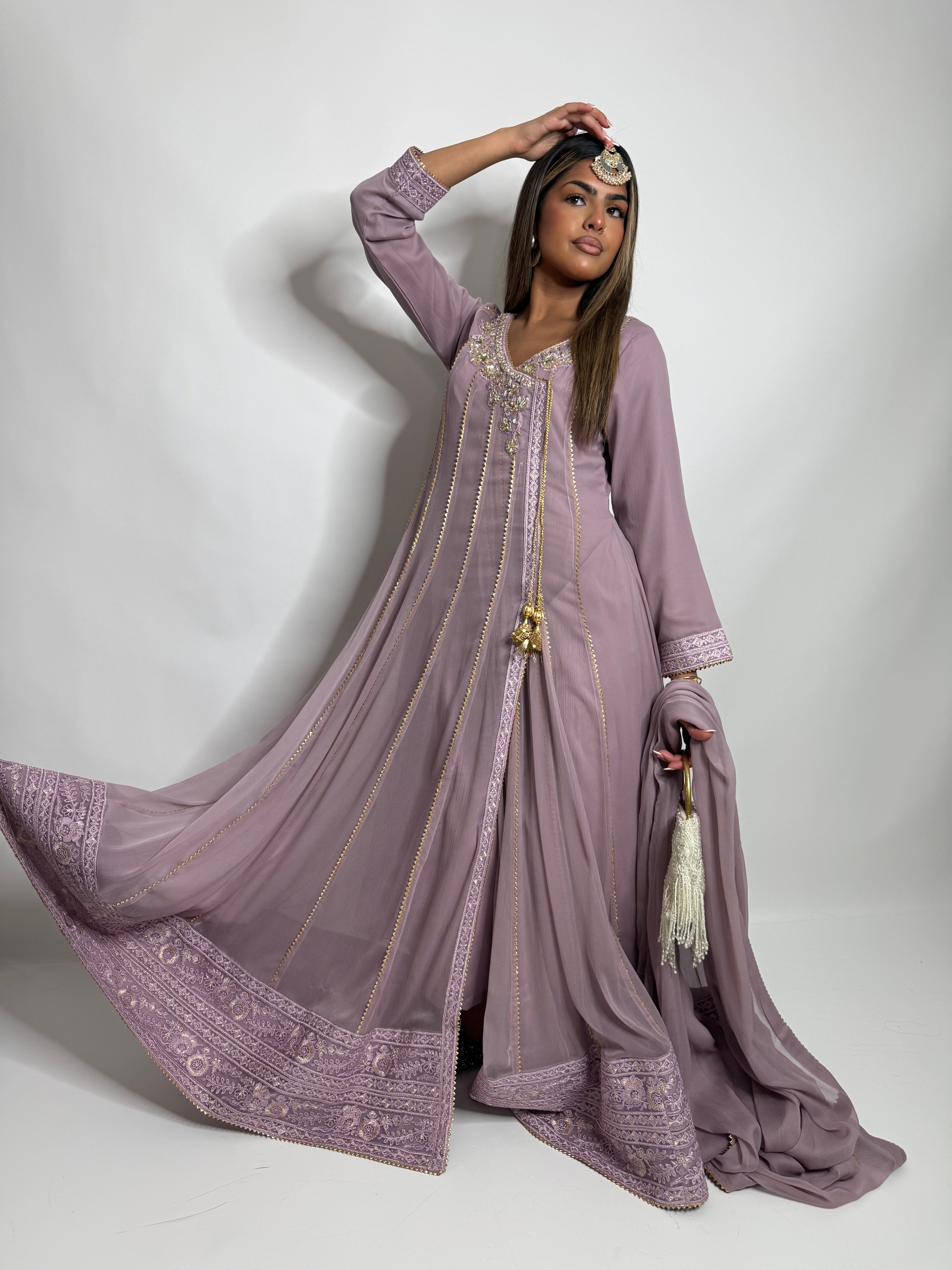 LILAC EMBROIDERED THREE PIECE SUIT UK | THE MEHR SOLÈNE