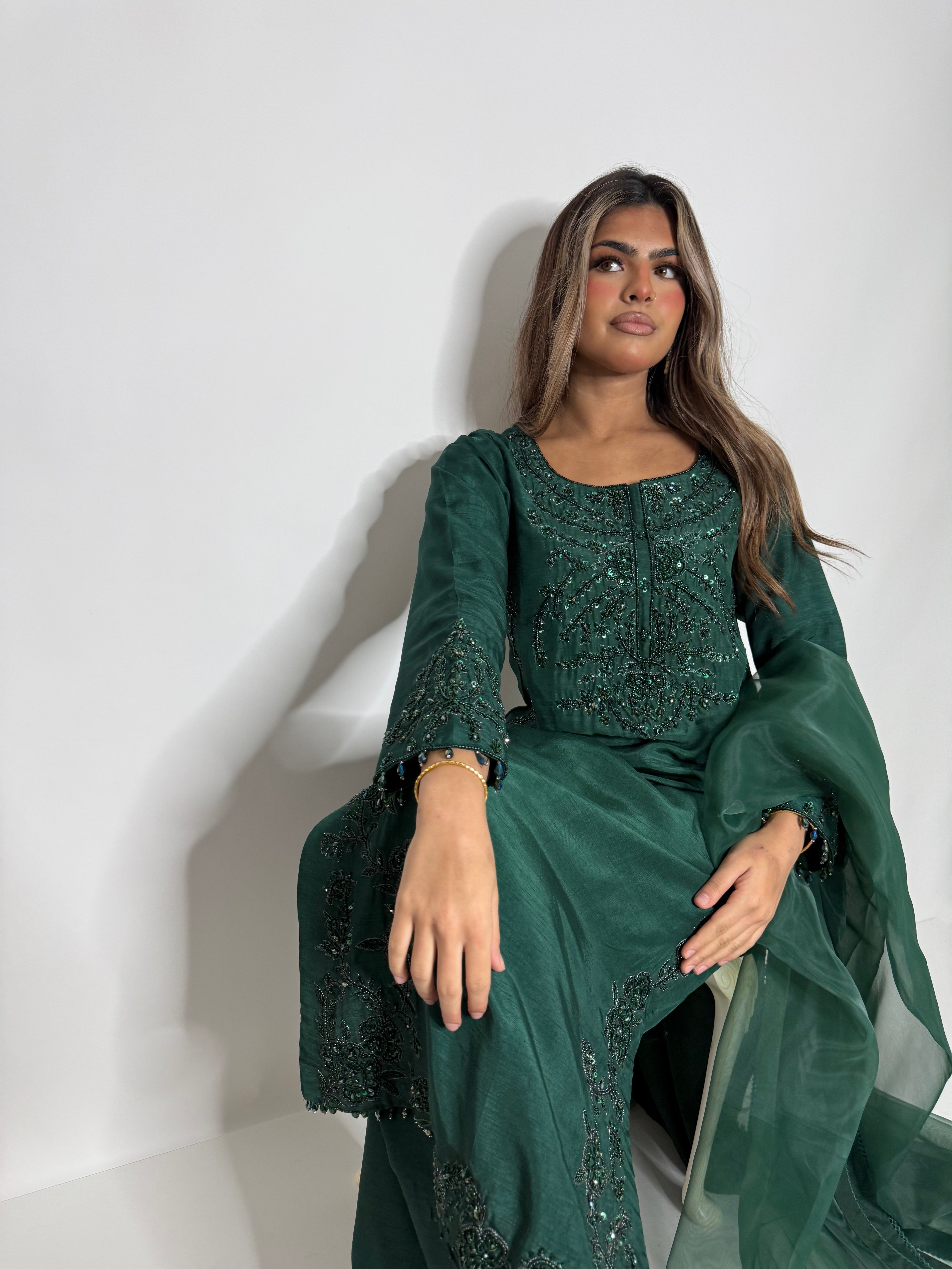Emerald Raw Silk Three Piece Suit UK | The Verdantia