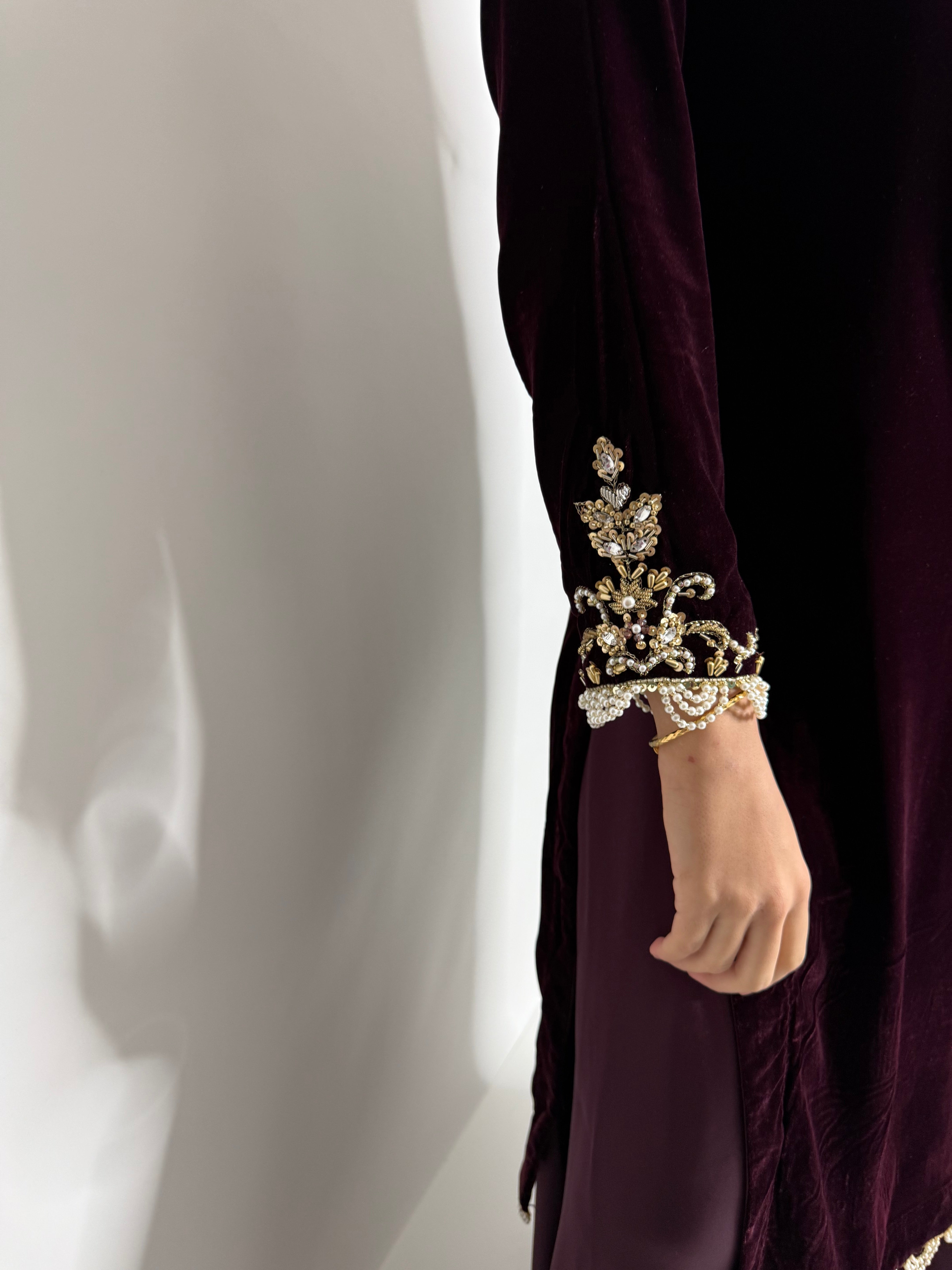 Mulberry Noir Velvet Sharara Suit UK | The Seraphine