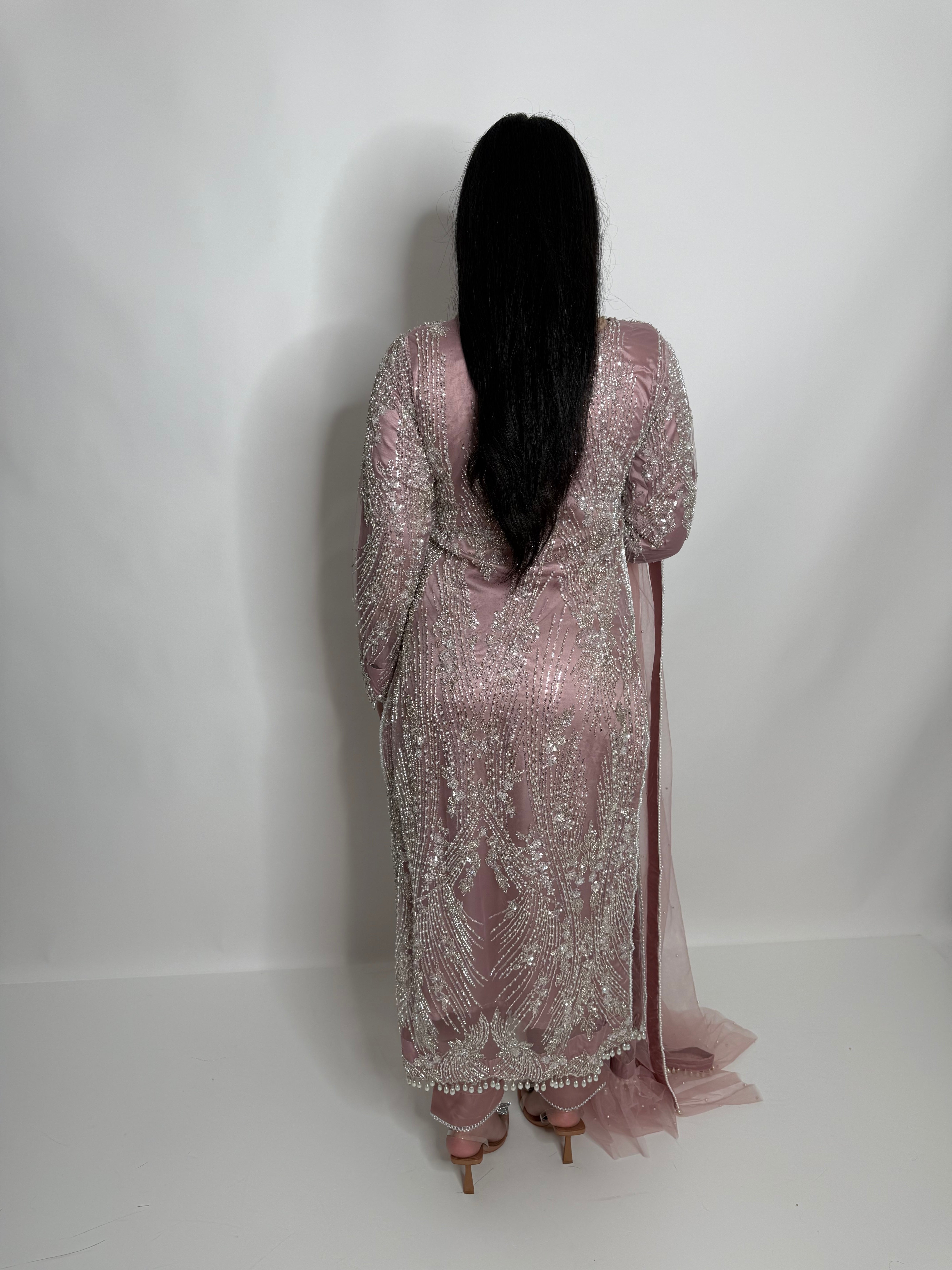 POWDER PINK EMBELLISHED THREE PIECE SUIT UK | THE BLUSHÉA