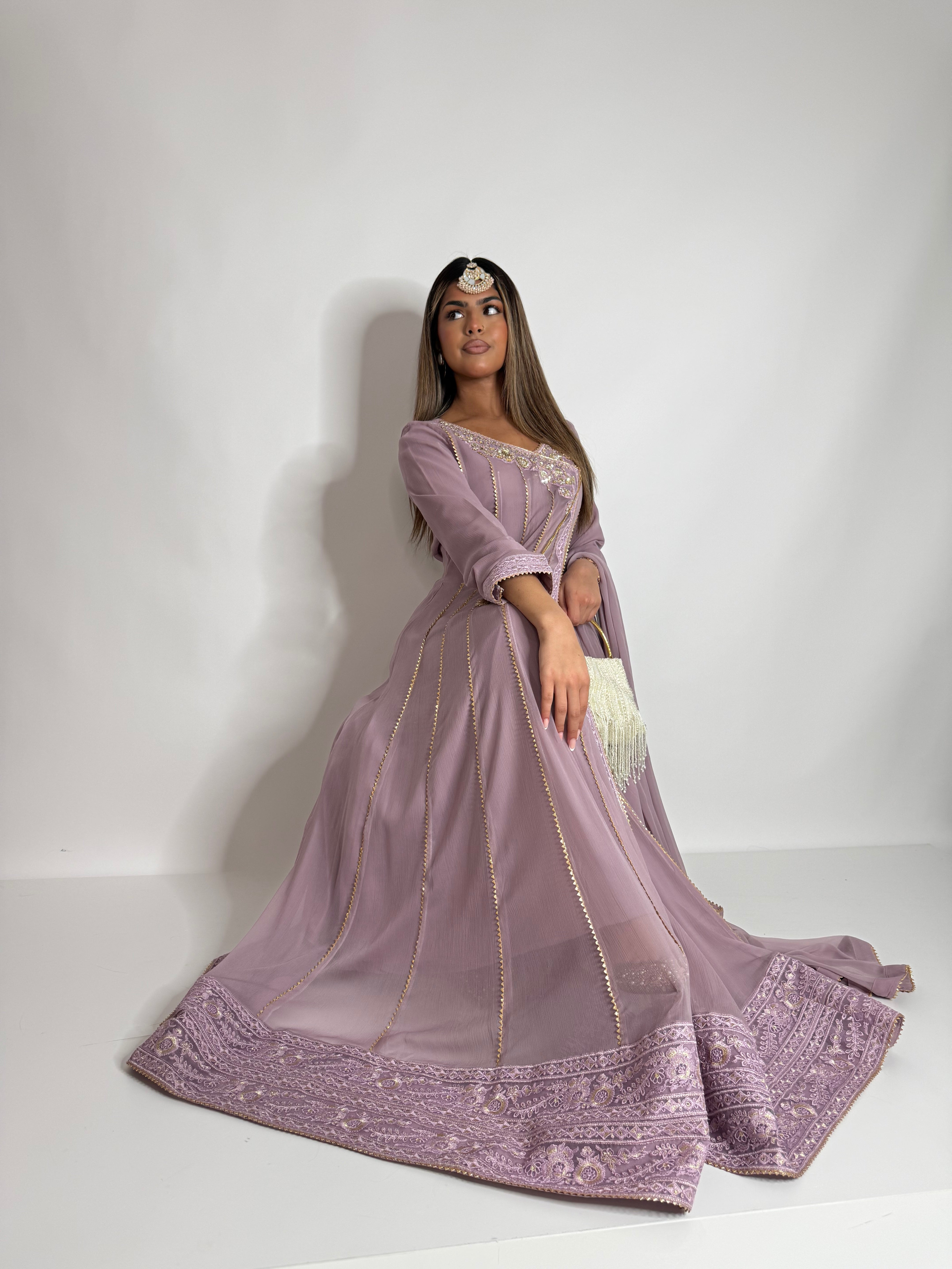 LILAC EMBROIDERED THREE PIECE SUIT UK | THE MEHR SOLÈNE