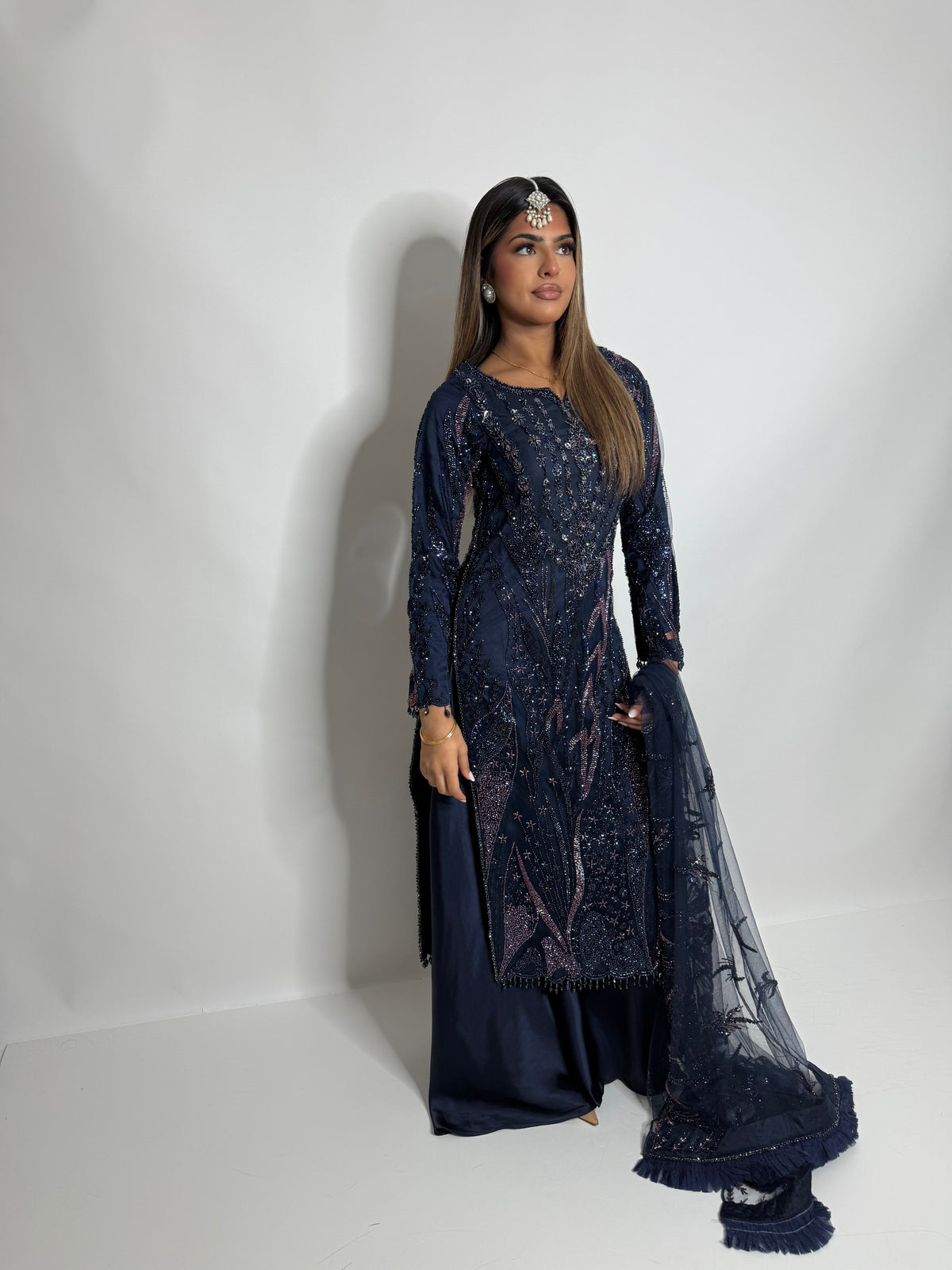 Estelle Midnight Navy Embellished Sharara Set