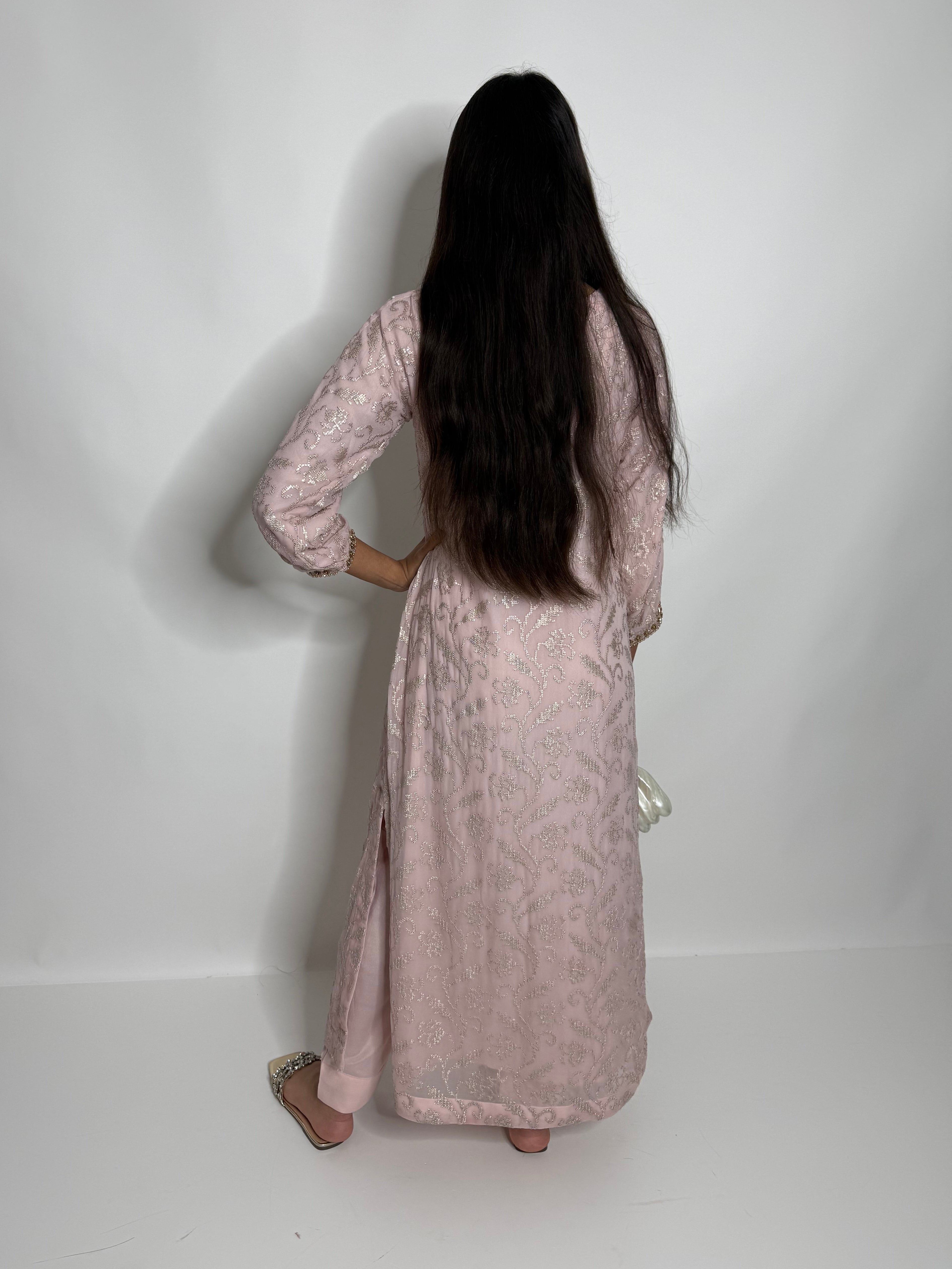 Blush Champagne Kaftan Kameez Set UK | The Aurelia