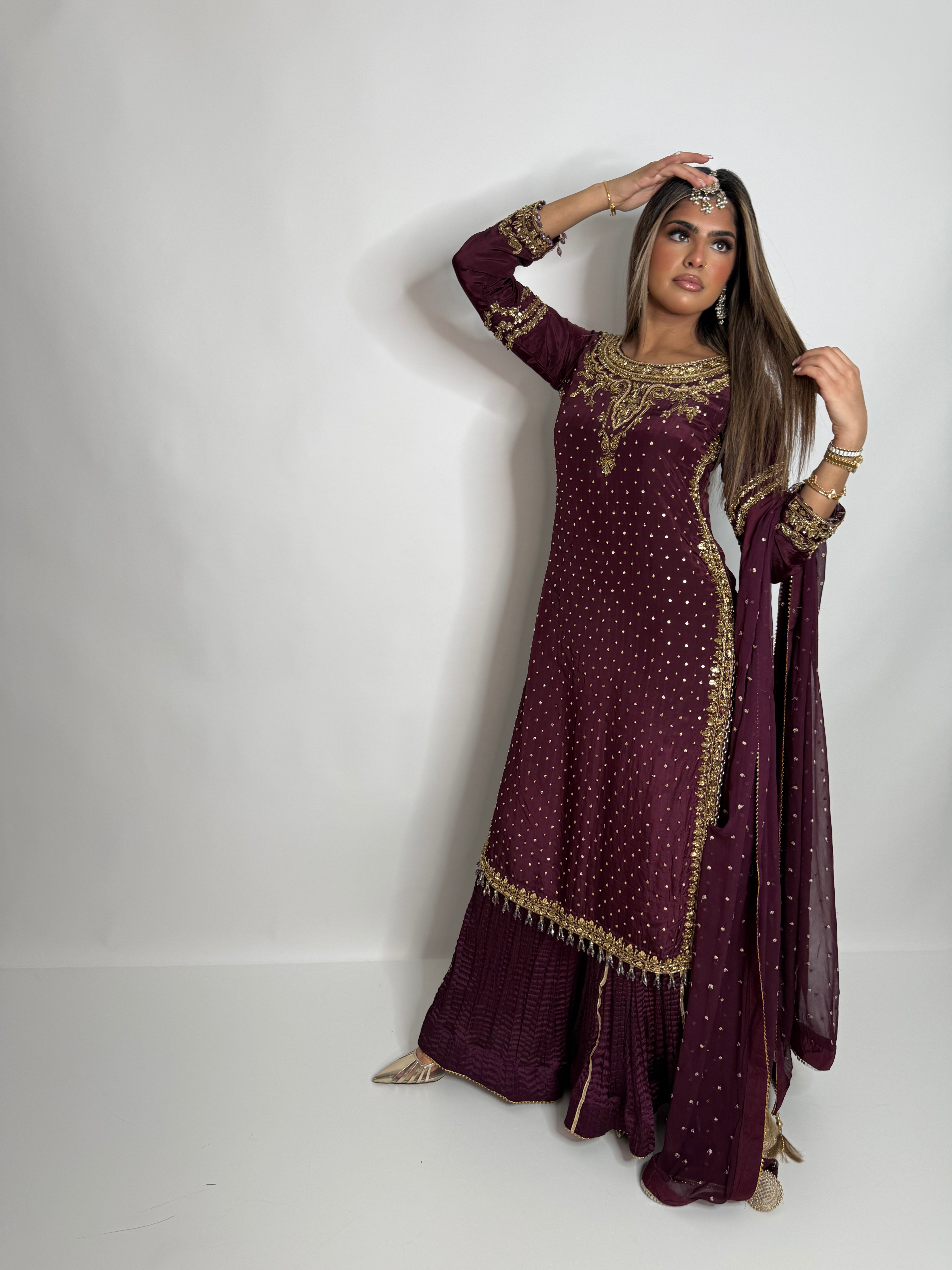 Molten Plum Silk Three Piece Suit UK | The Melora