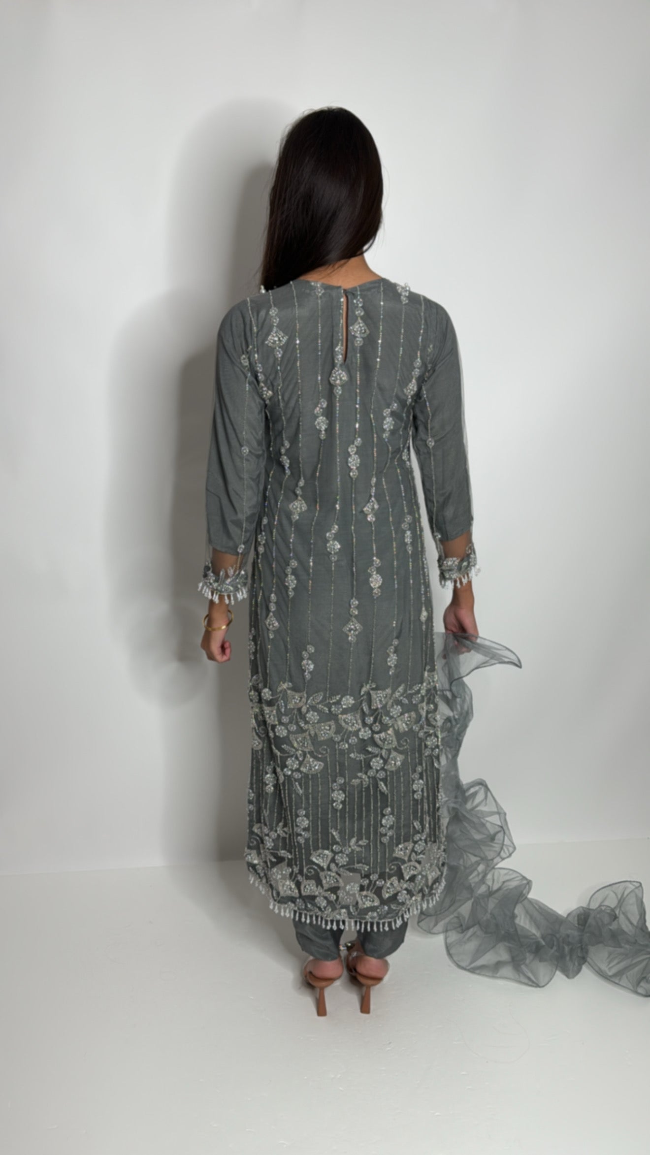 Grey Cutdana Three Piece Suit UK | The Selene