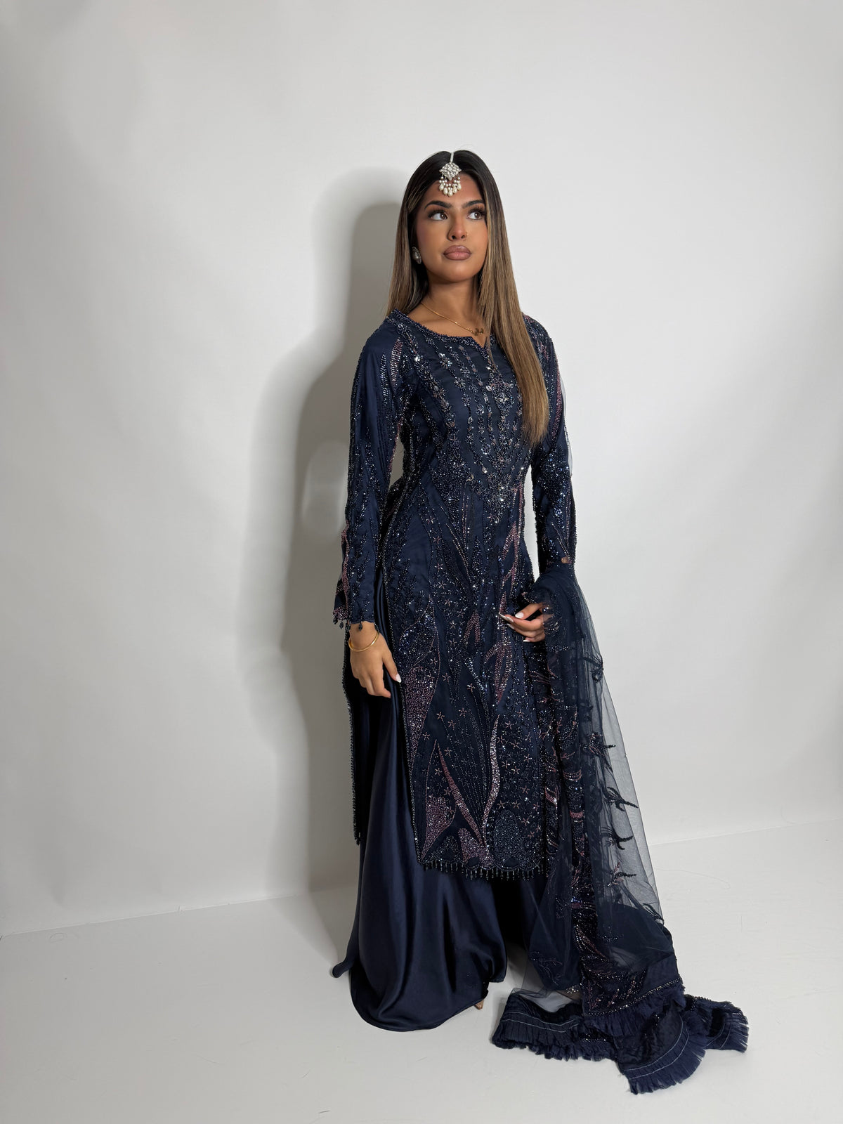 Estelle Midnight Navy Embellished Sharara Set