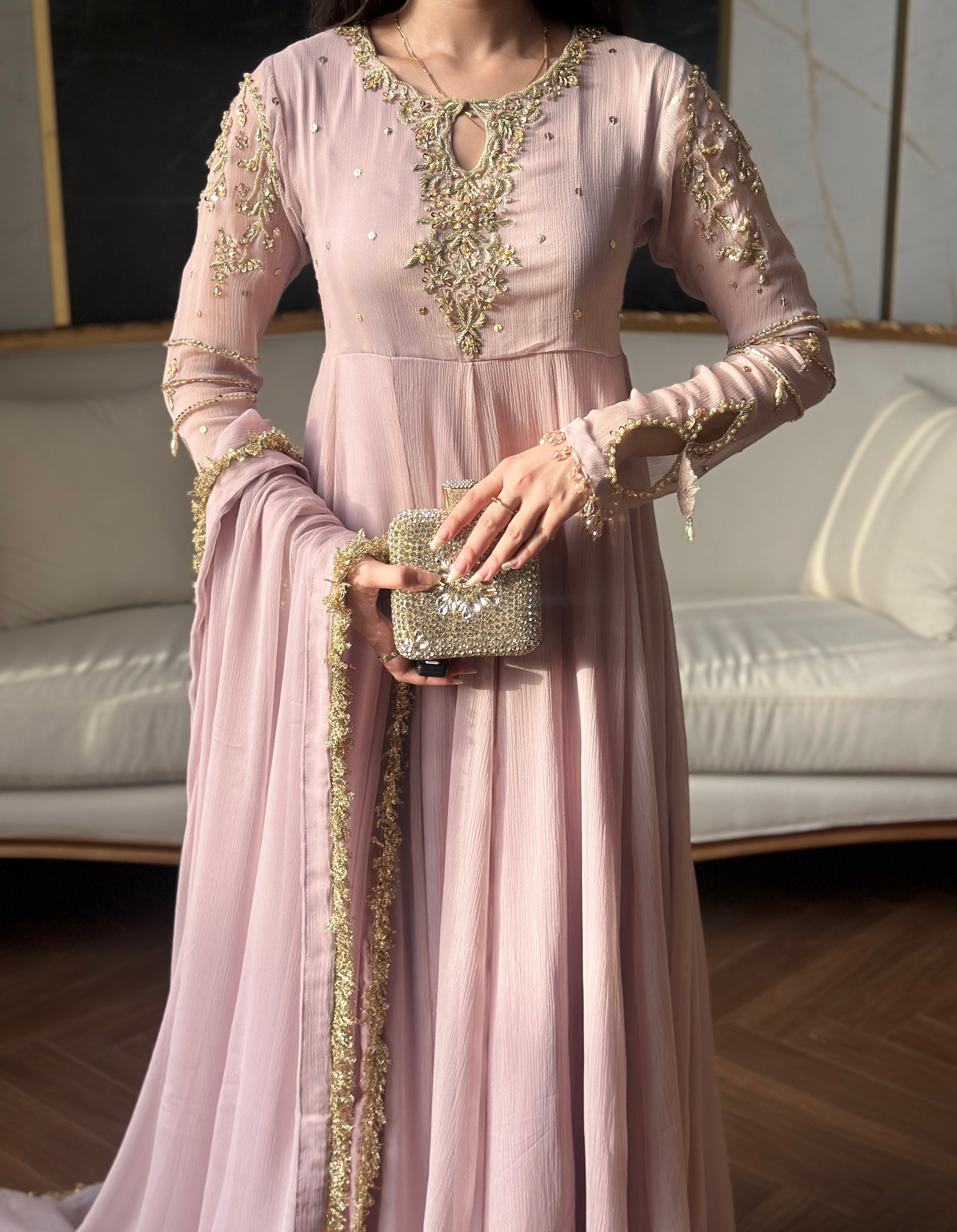 LAILUMA | LUXURY PAKISTANI SOFT LILAC HAND EMBROIDERED 3 PIECE SUIT UK | WEDDING GUEST, EID & PARTY WEAR