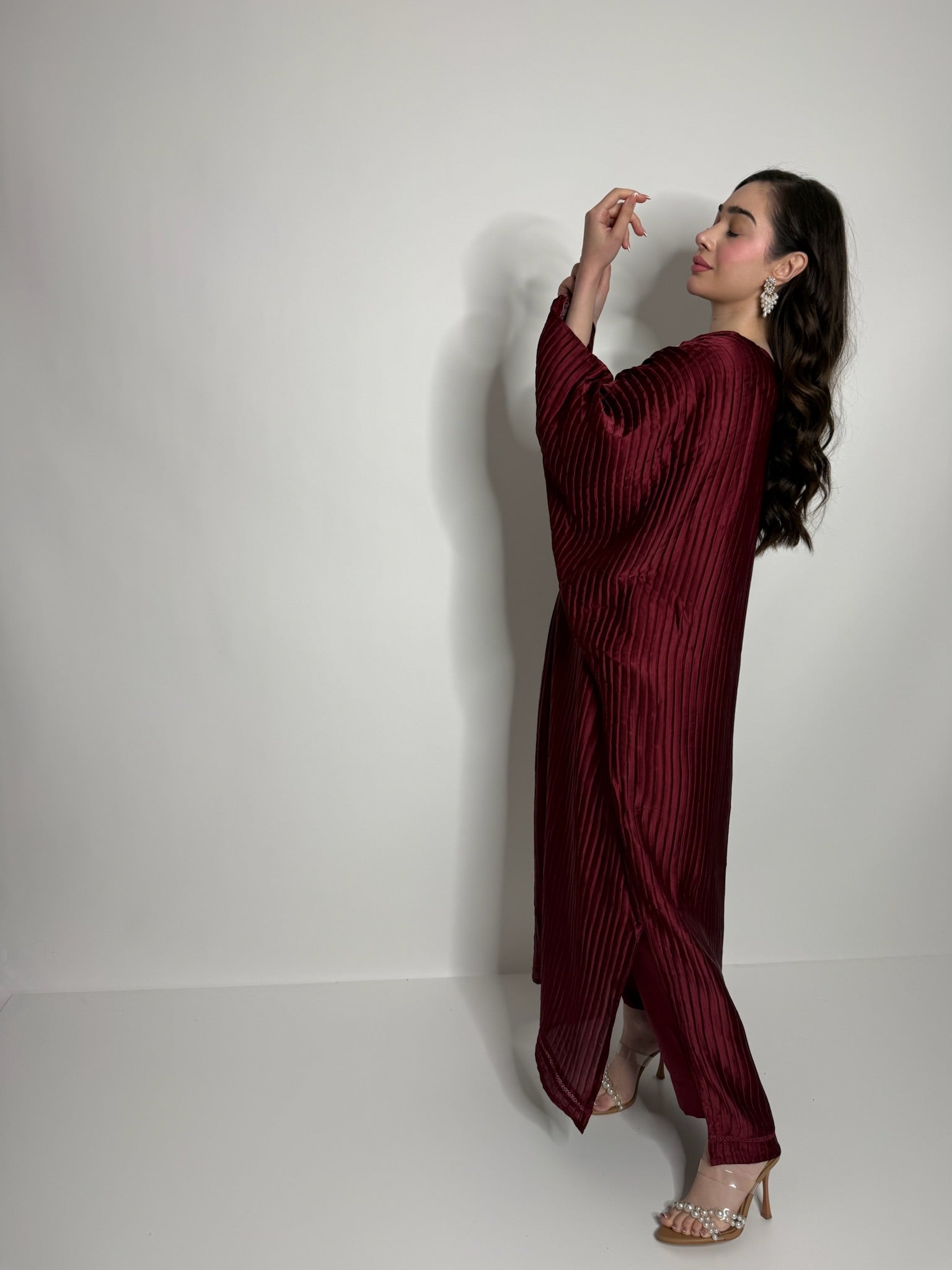 Aurévia Plissé | Luxury Modest Kaftan & Silk Trouser Set (2 Piece)