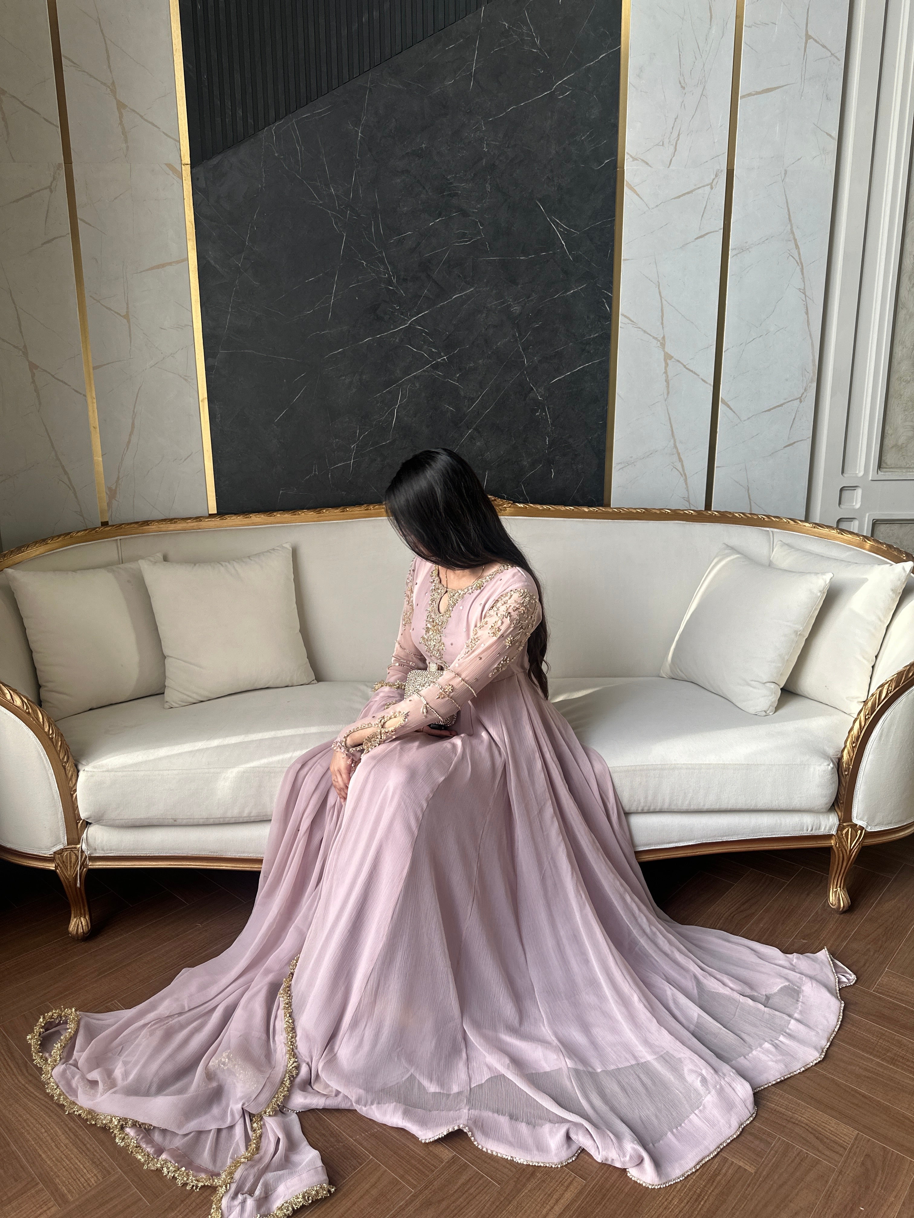 LAILUMA | LUXURY PAKISTANI SOFT LILAC HAND EMBROIDERED 3 PIECE SUIT UK | WEDDING GUEST, EID & PARTY WEAR