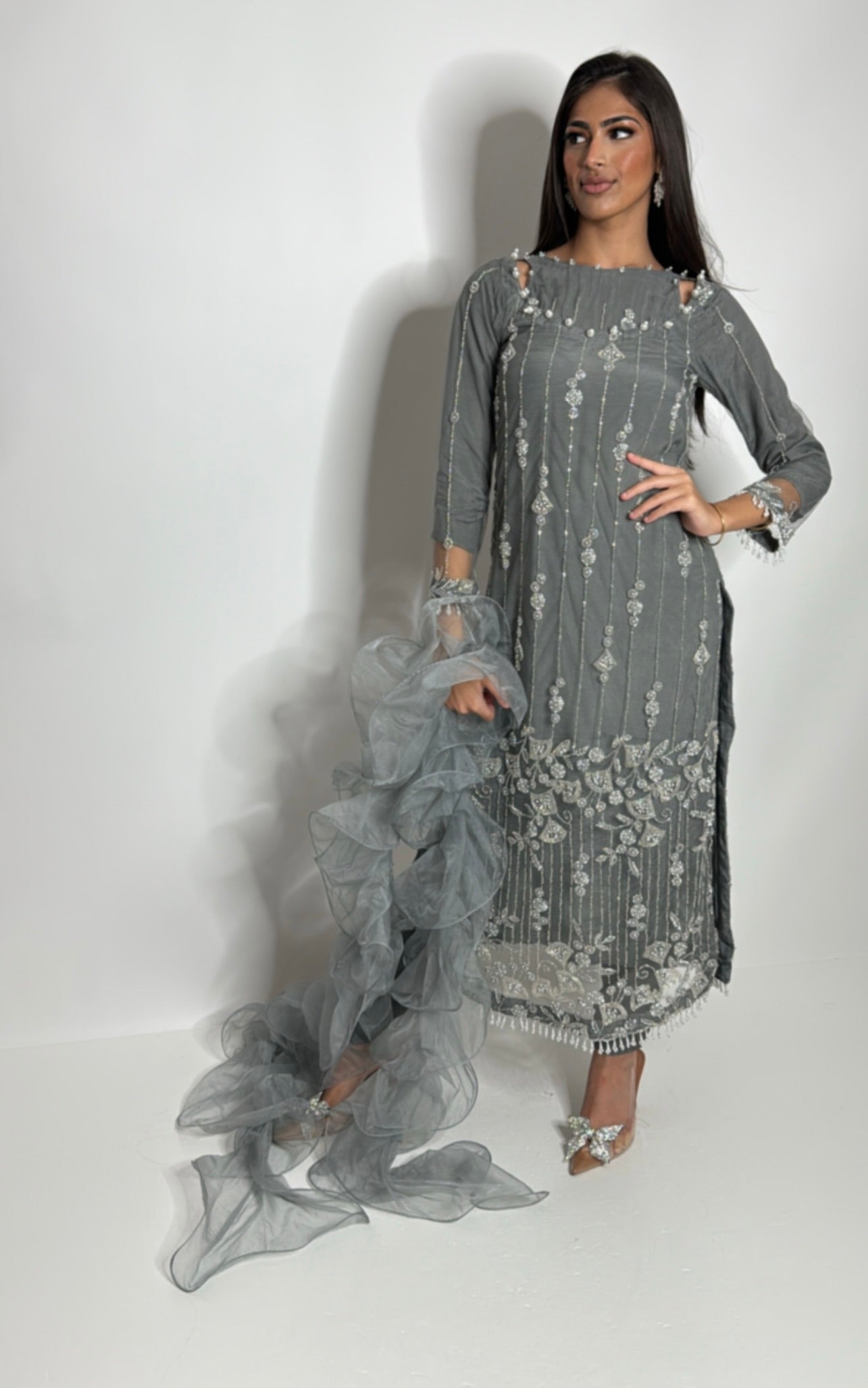 Grey Cutdana Three Piece Suit UK | The Selene