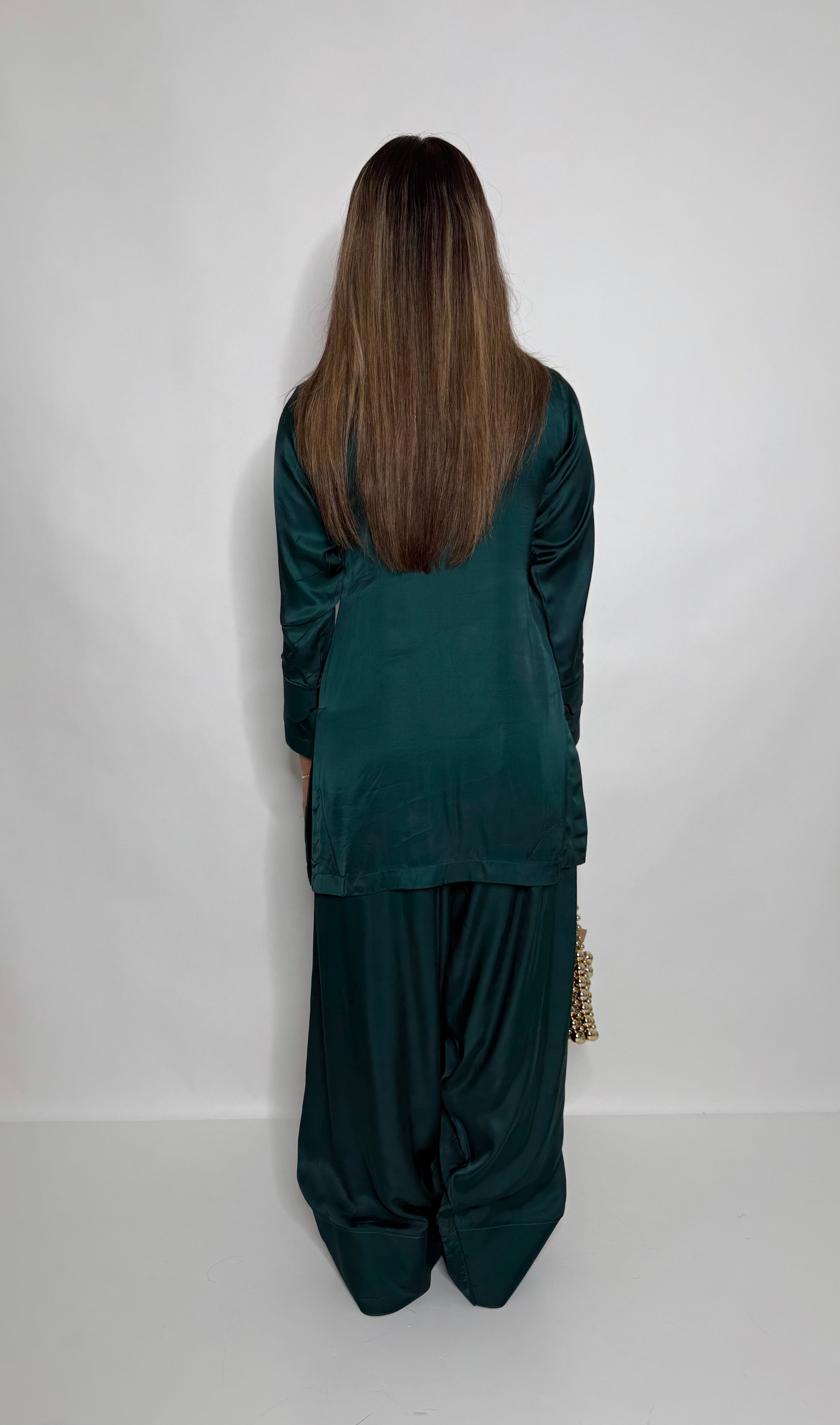 The Chelsea Émeraude | Silk Farshi Three Piece