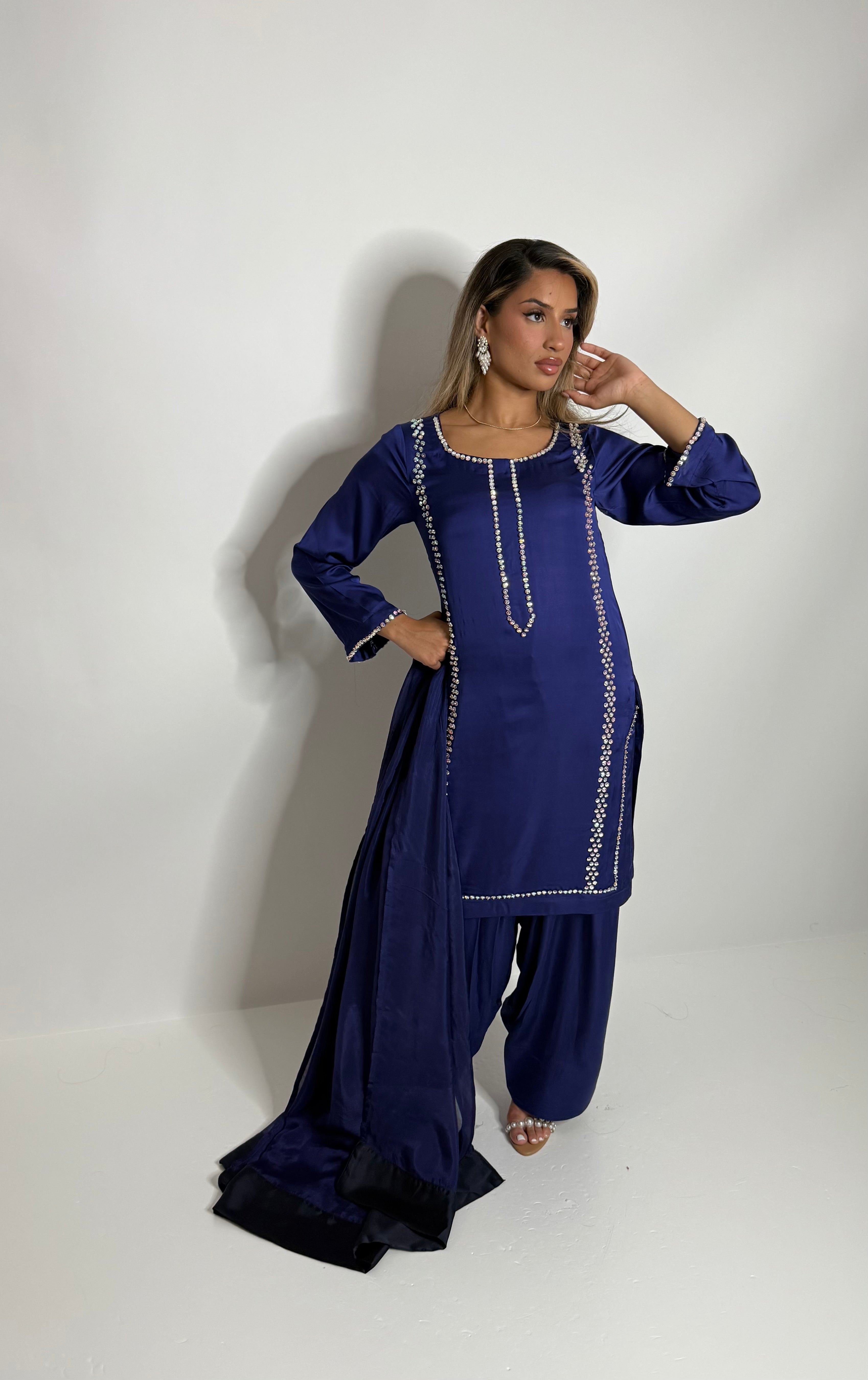Royal Blue Silk Farshi Three Piece Suit UK | The Kensington Sapphire