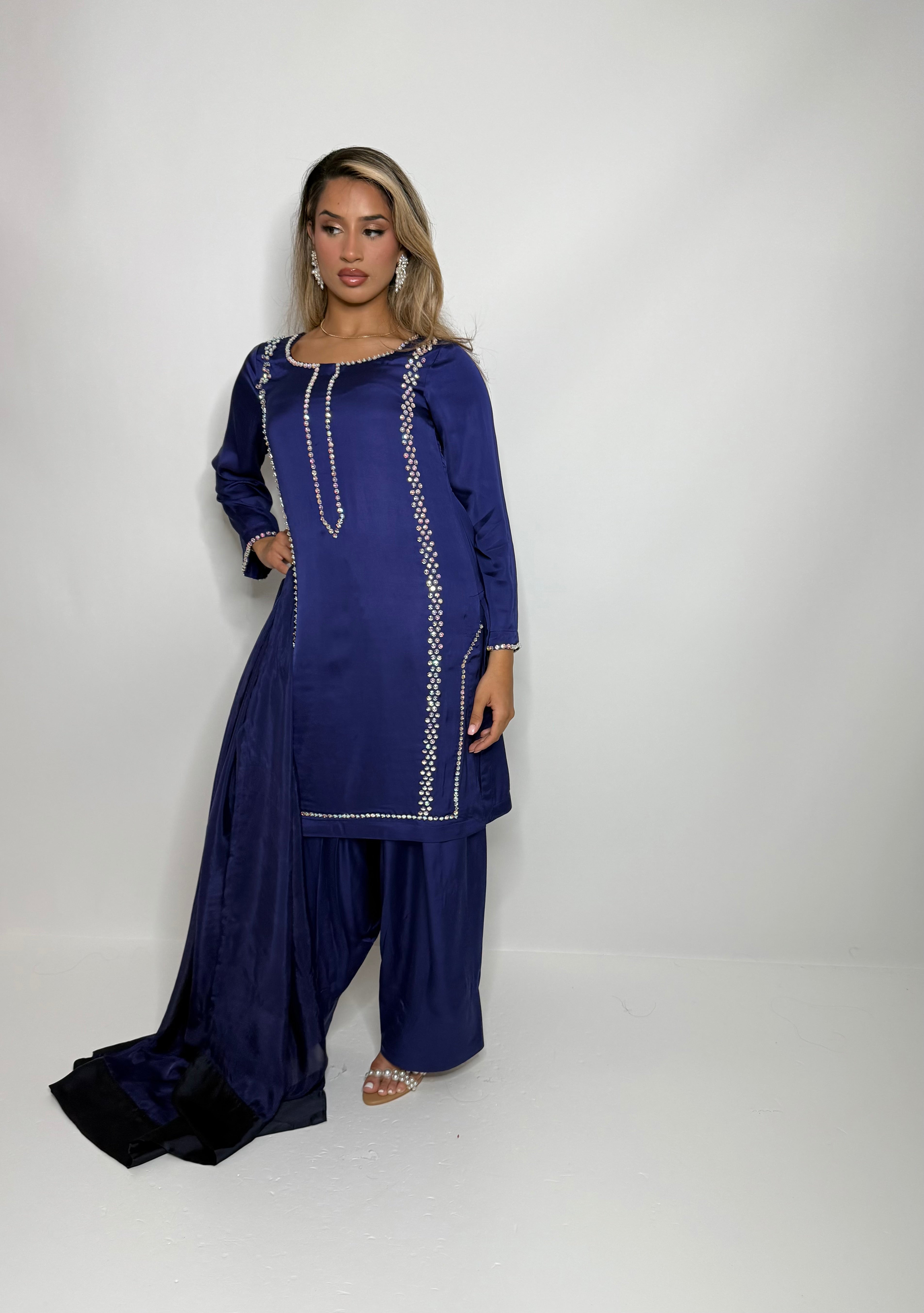Royal Blue Silk Farshi Three Piece Suit UK | The Kensington Sapphire
