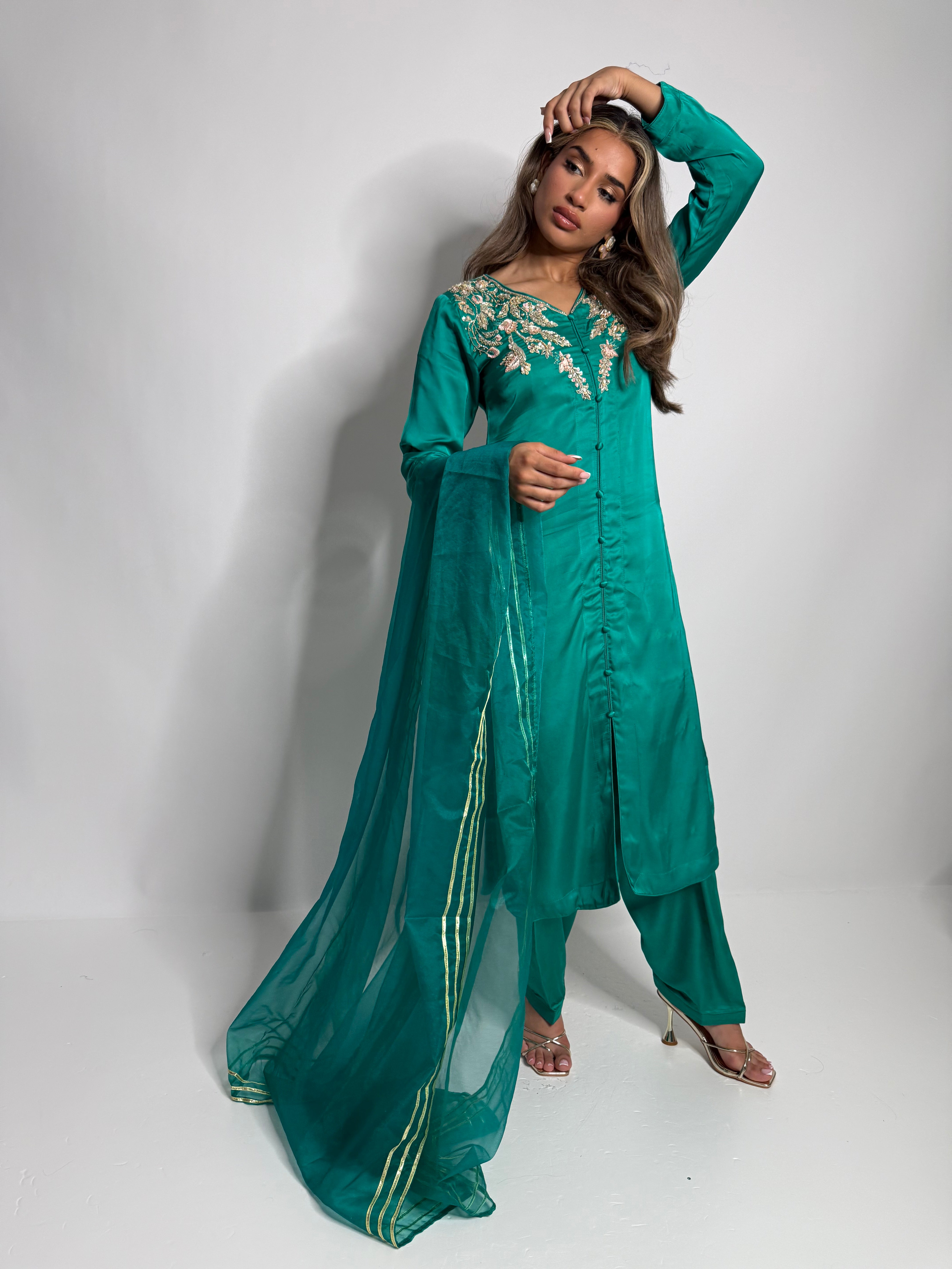 Emerald Silk Farshi Three Piece Suit UK | The Mayfair Emerald