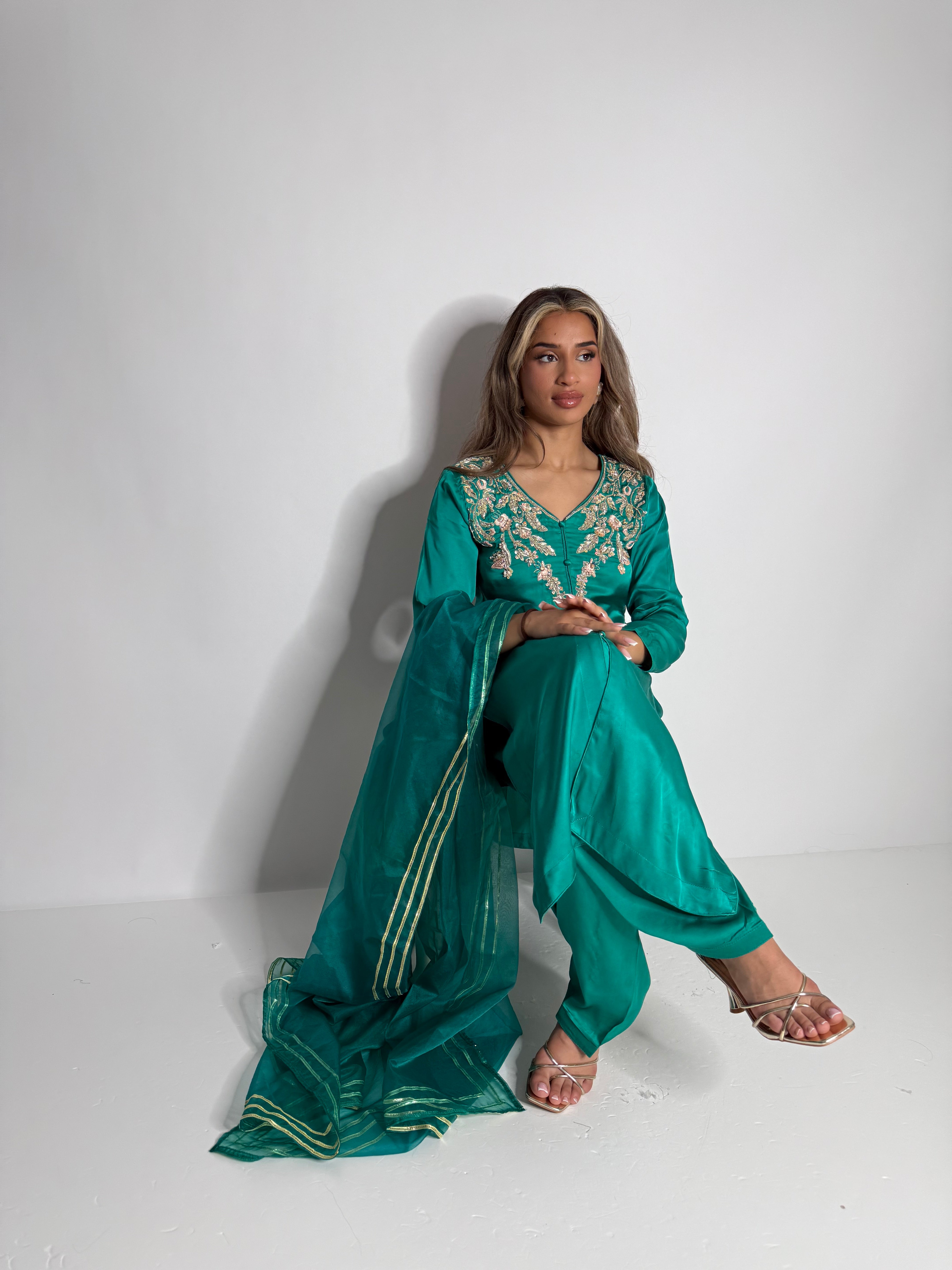 Emerald Silk Farshi Three Piece Suit UK | The Mayfair Emerald