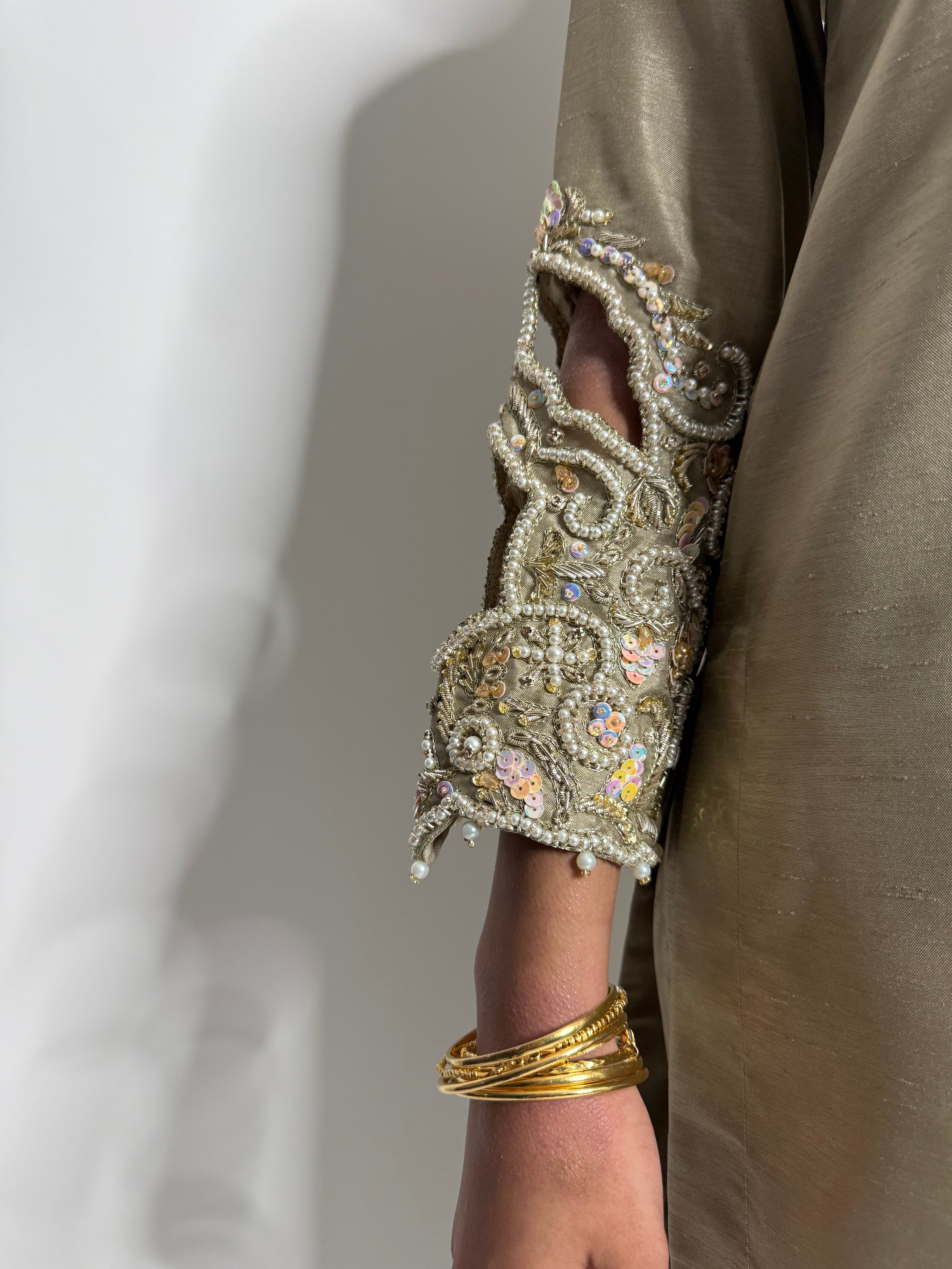 Antique Sage Raw Silk Three Piece Suit UK | The Belgravia Sage