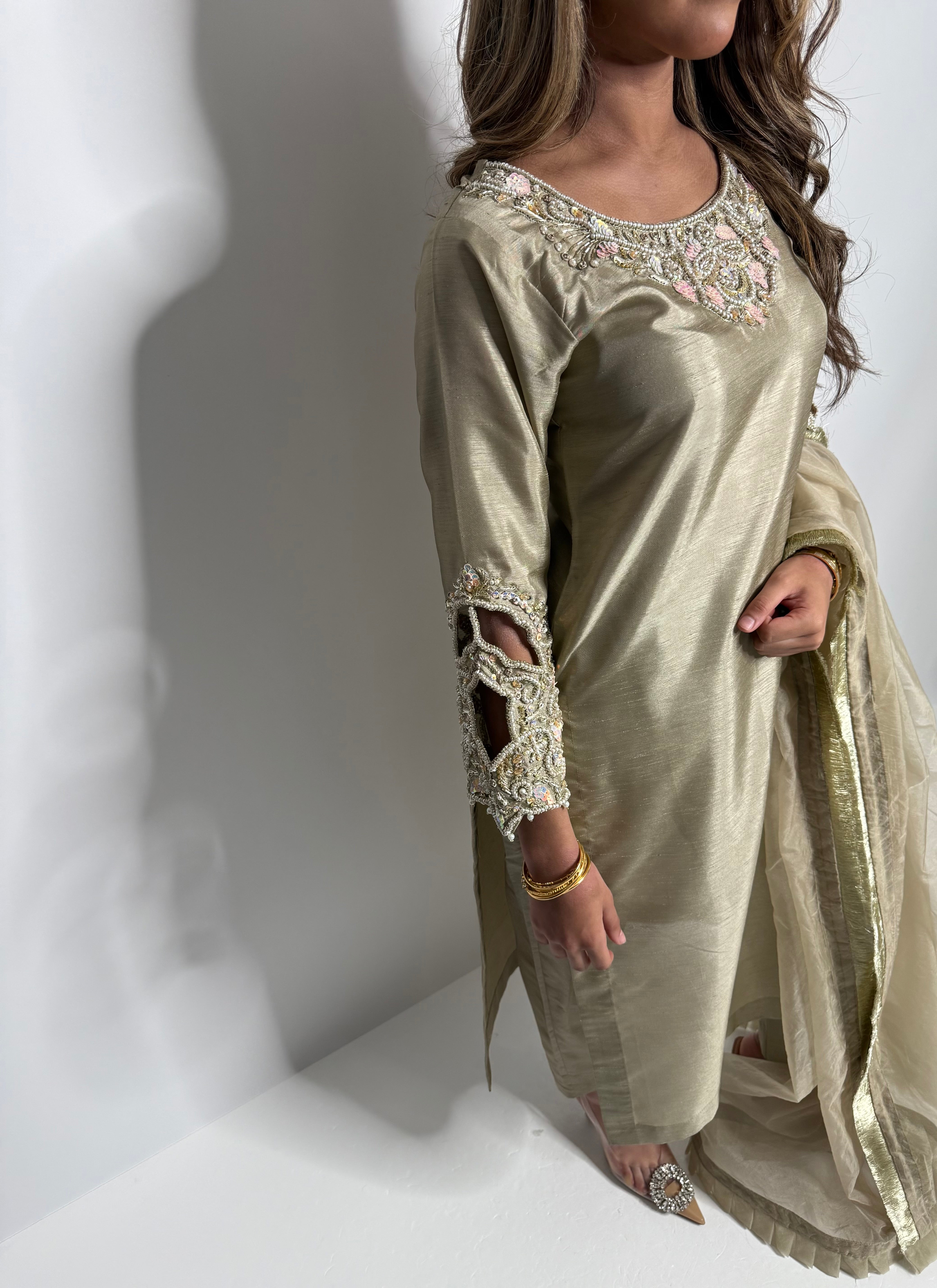 Antique Sage Raw Silk Three Piece Suit UK | The Belgravia Sage