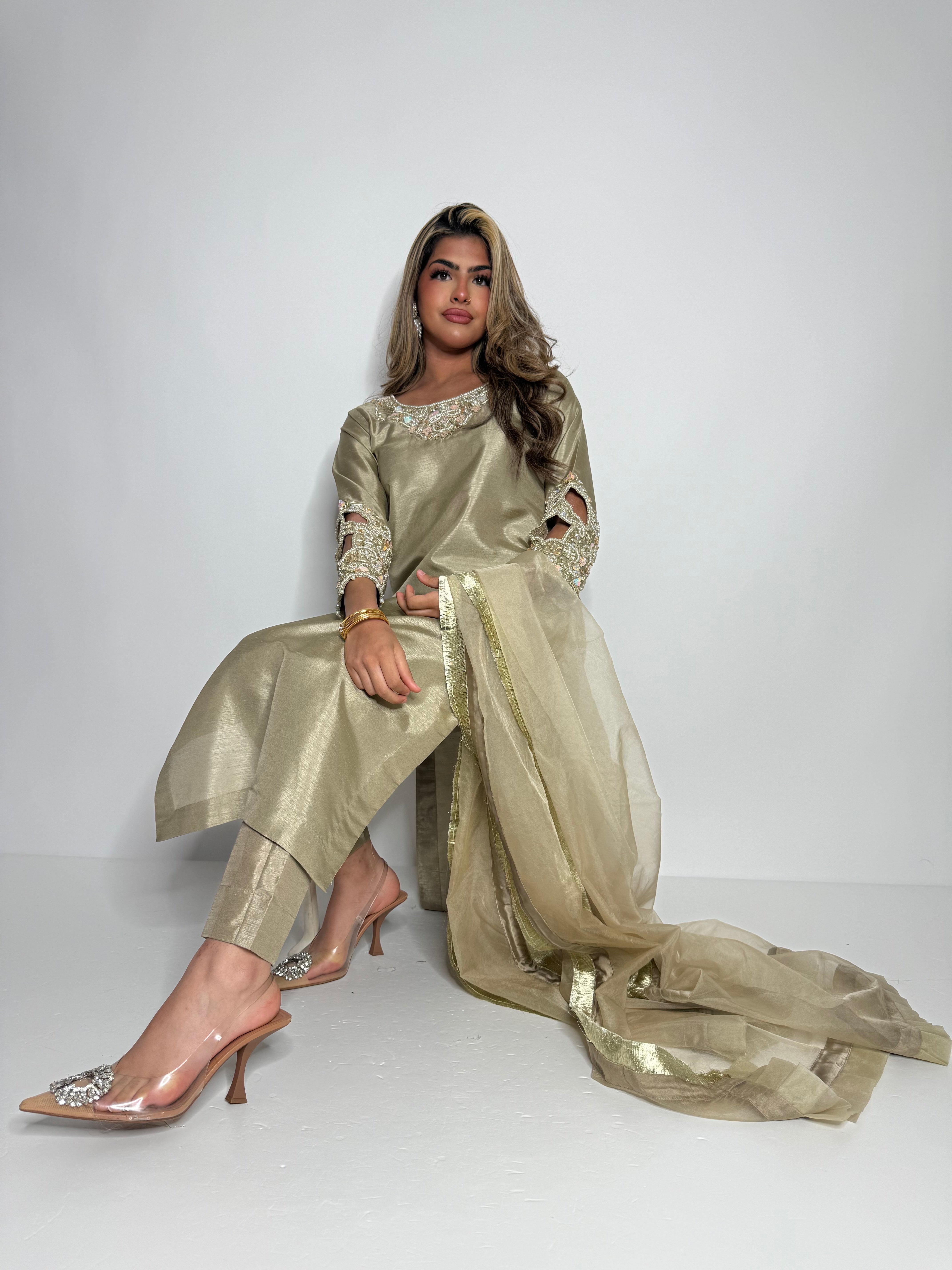 Antique Sage Raw Silk Three Piece Suit UK | The Belgravia Sage