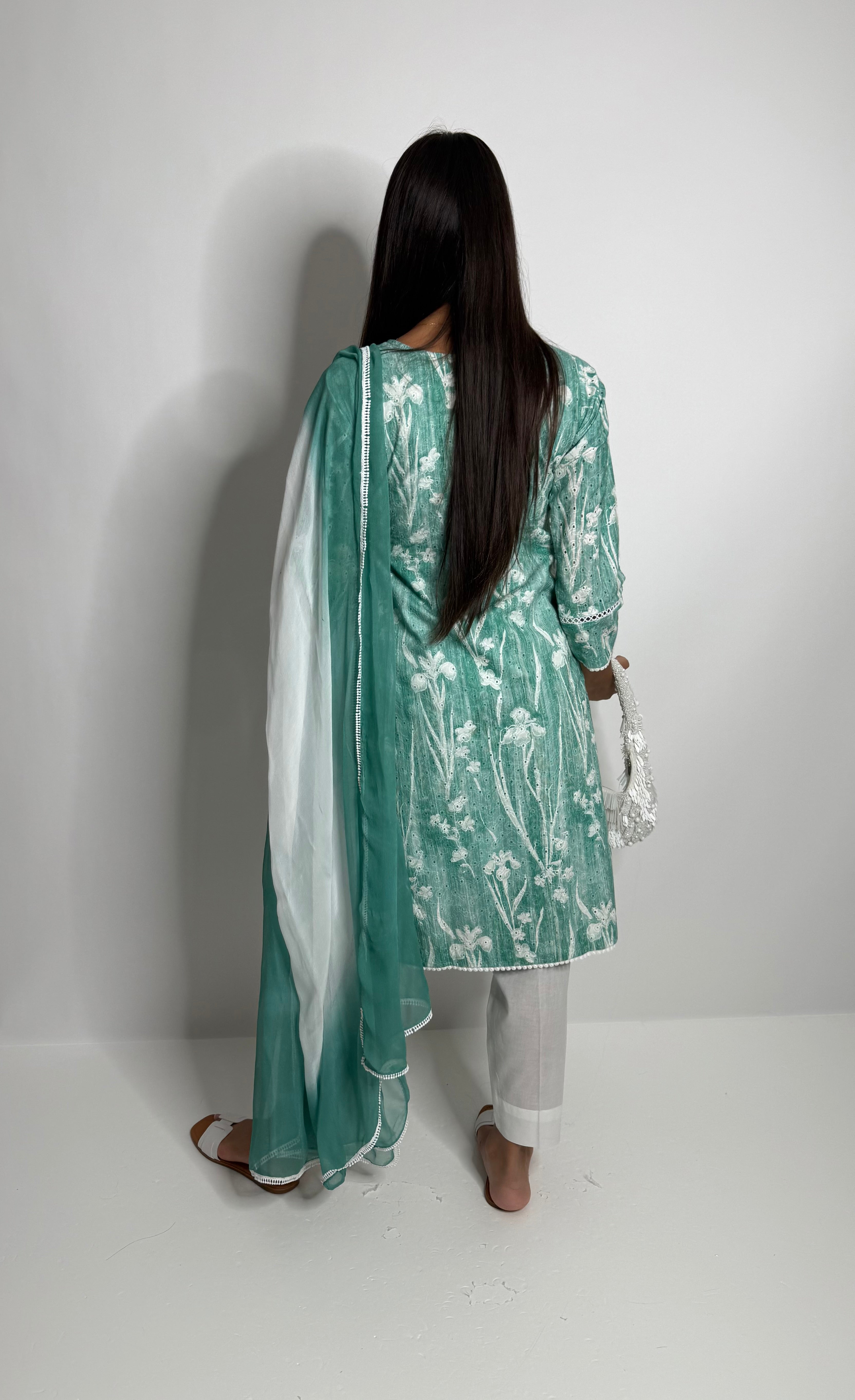 Serena Mint | Casual Kameez 3 Piece Set