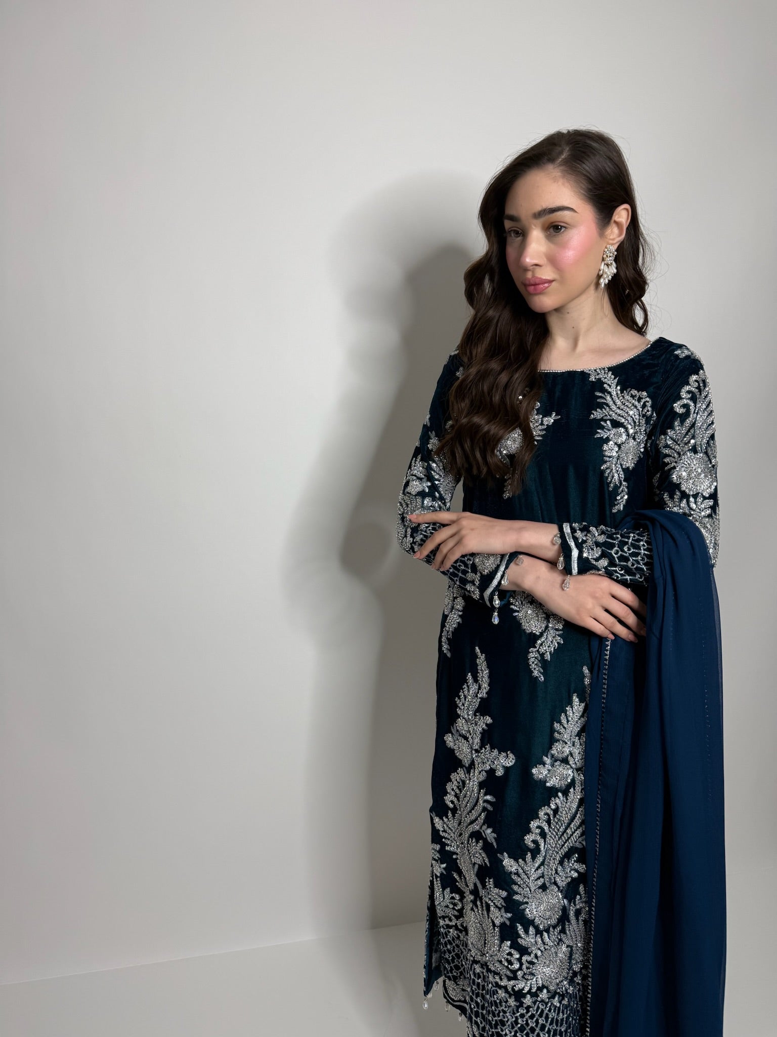 Long 48 inch velvet kameez UK