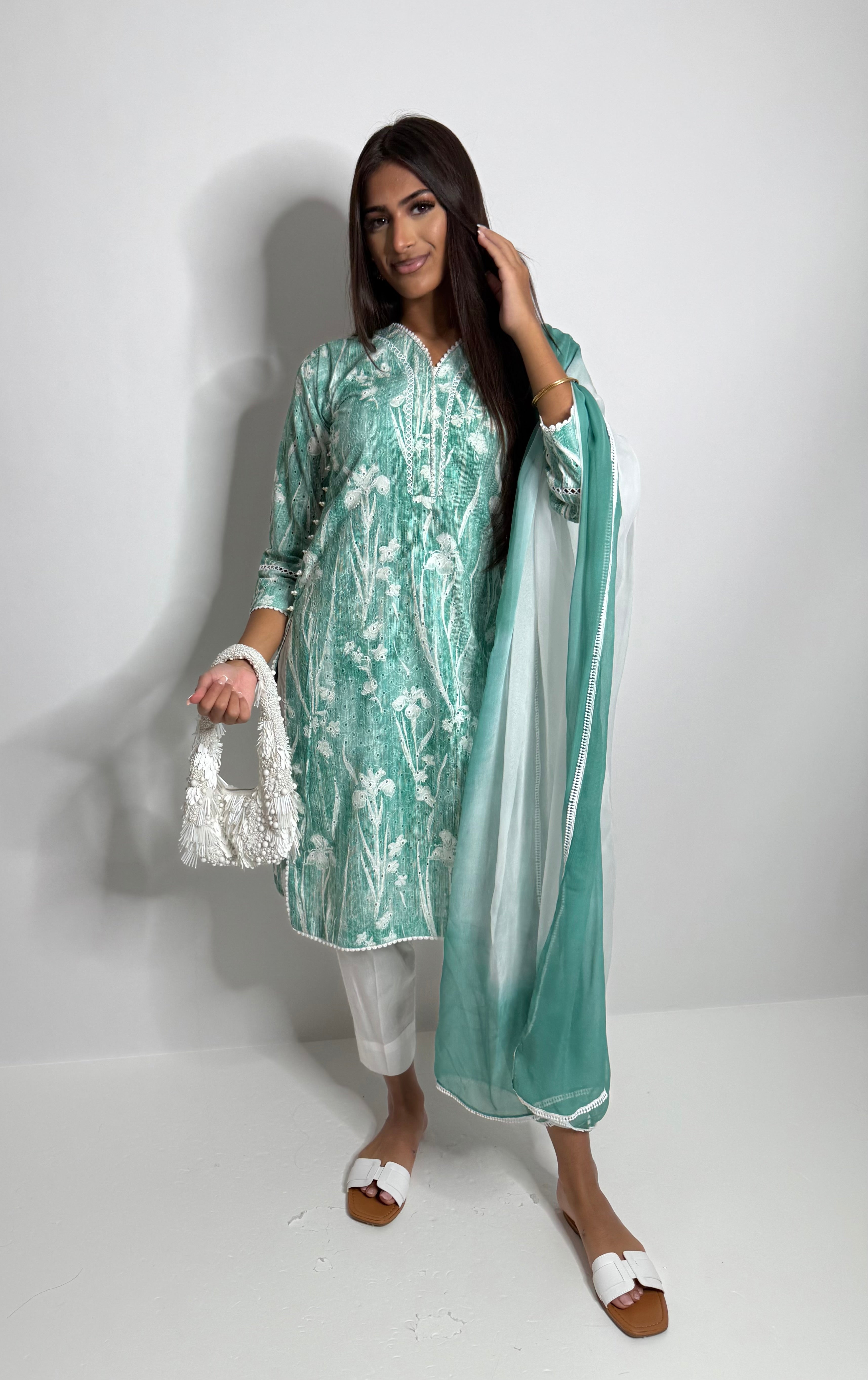 Mint casual kameez neckline detail