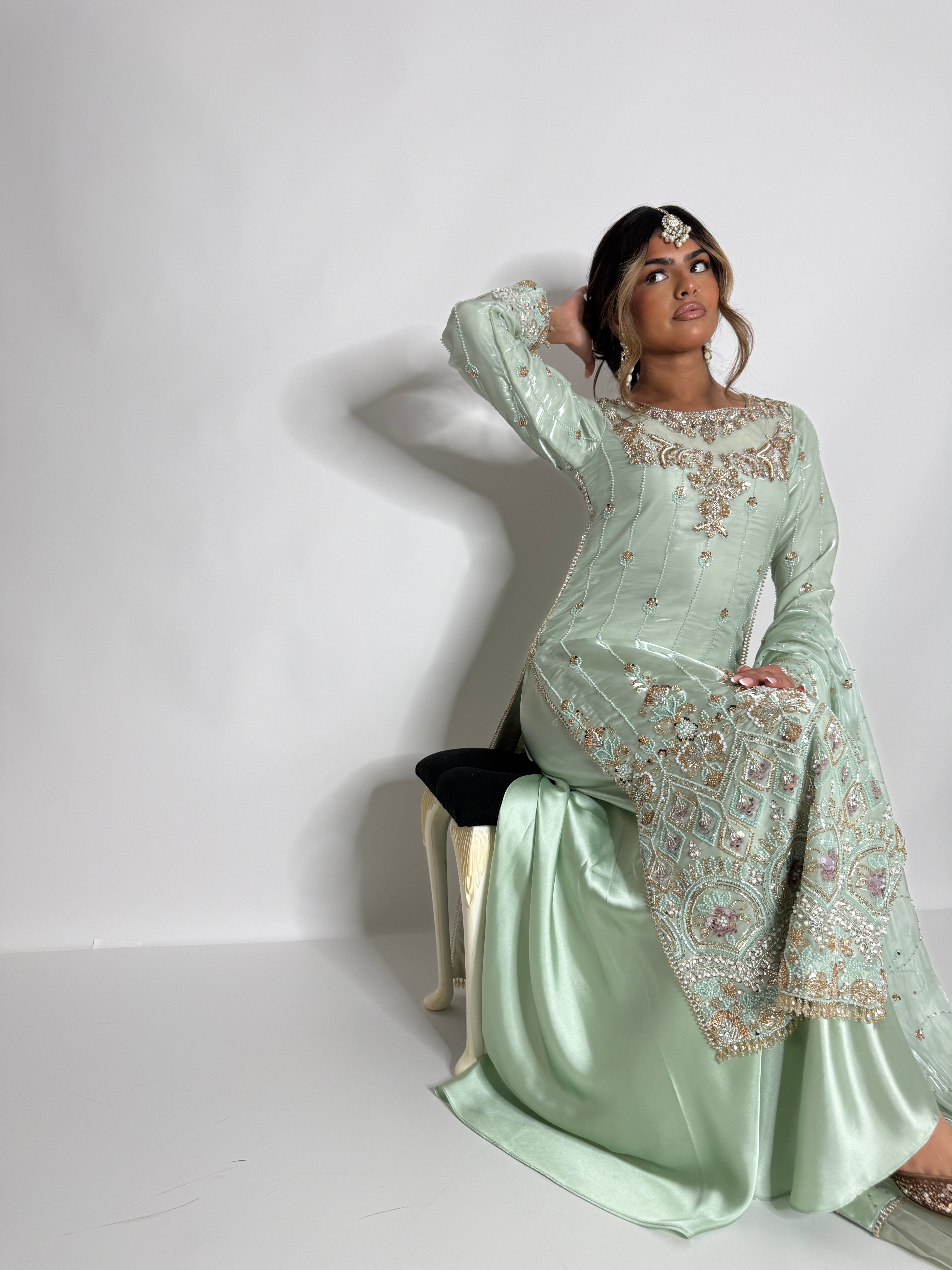 SILK CUTDANA EMBROIDERED SHARARA SUIT UK | THE ALTHEA NOORÉ