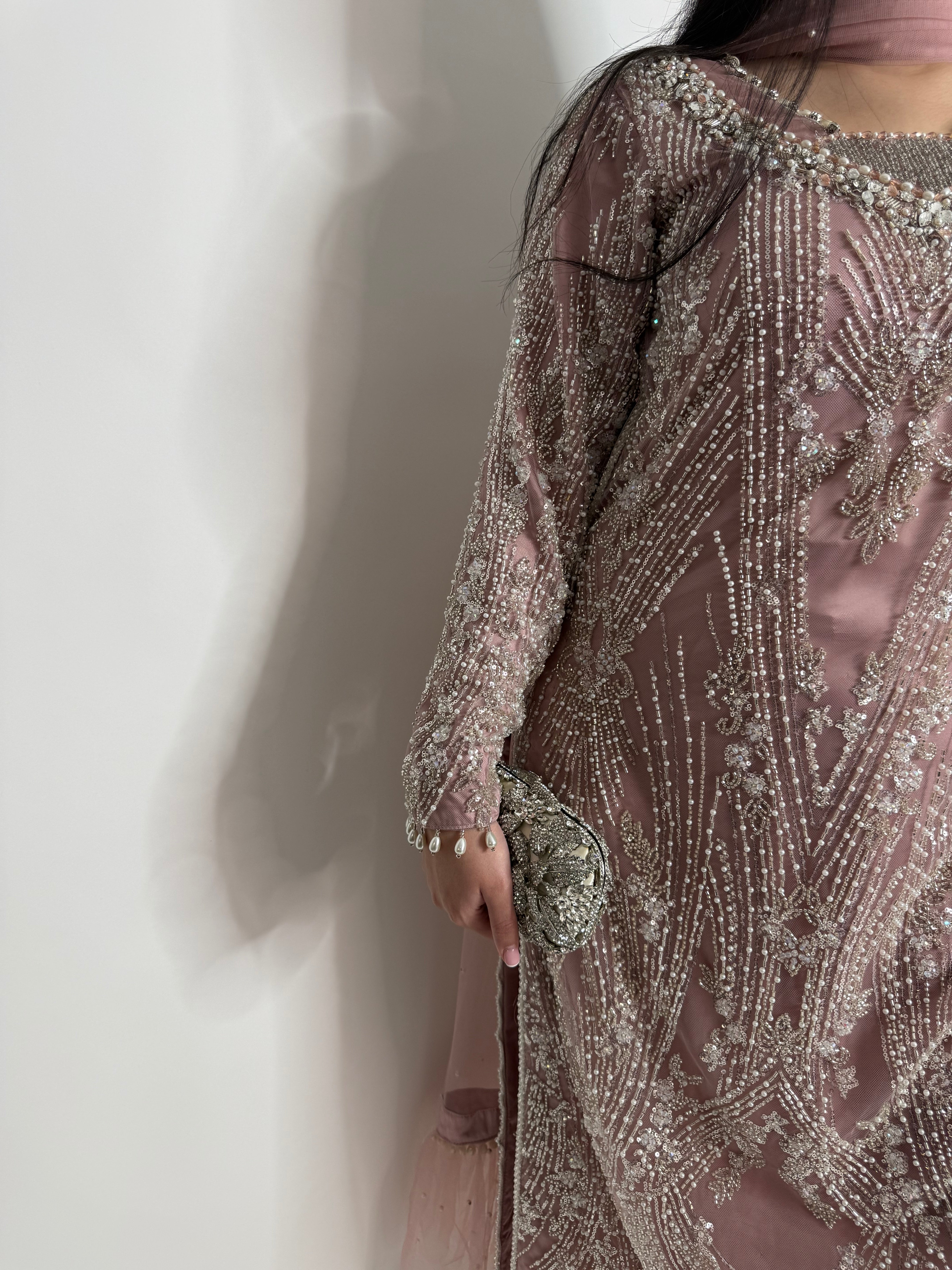 POWDER PINK EMBELLISHED THREE PIECE SUIT UK | THE BLUSHÉA