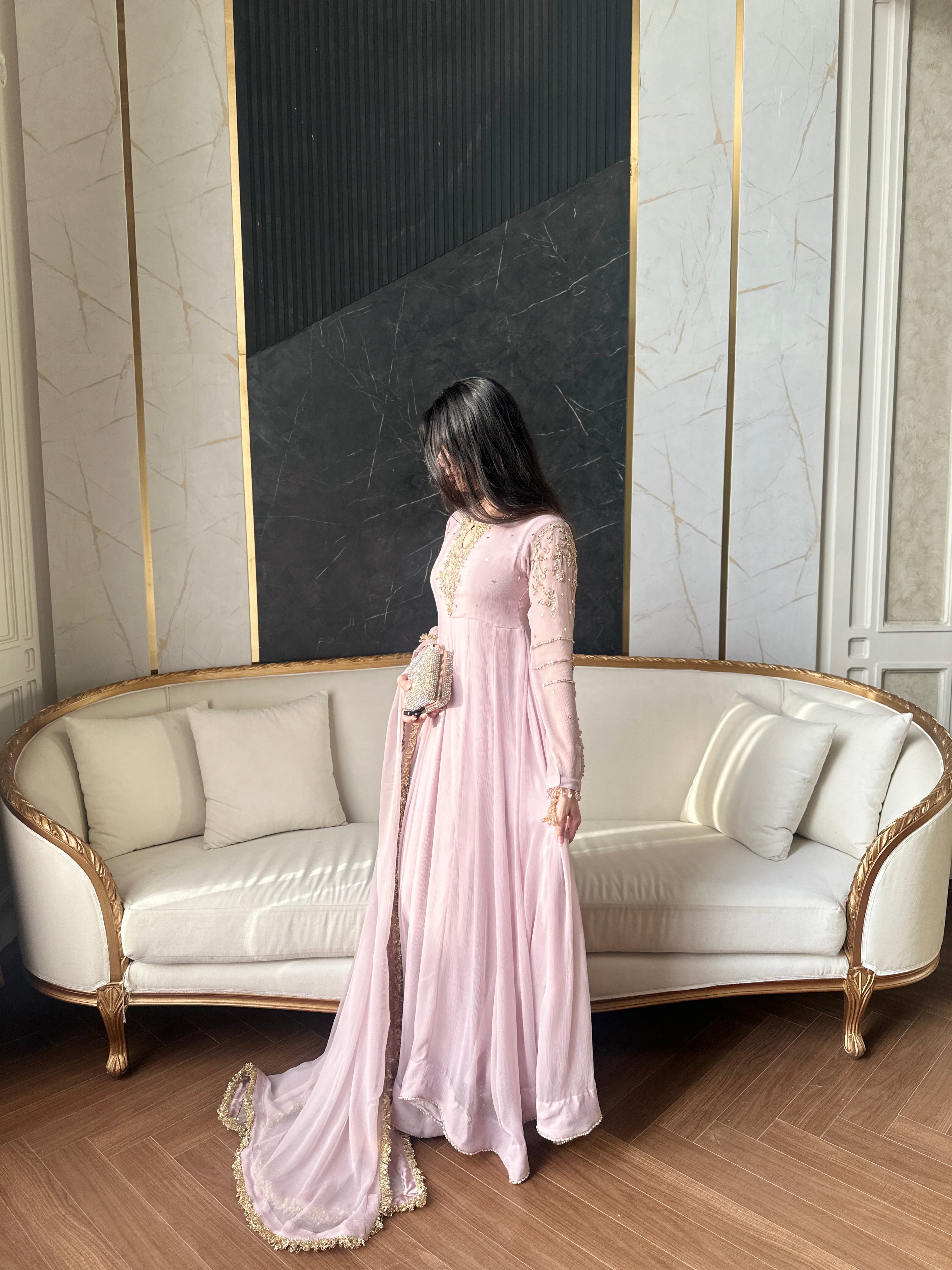 LAILUMA | LUXURY PAKISTANI SOFT LILAC HAND EMBROIDERED 3 PIECE SUIT UK | WEDDING GUEST, EID & PARTY WEAR