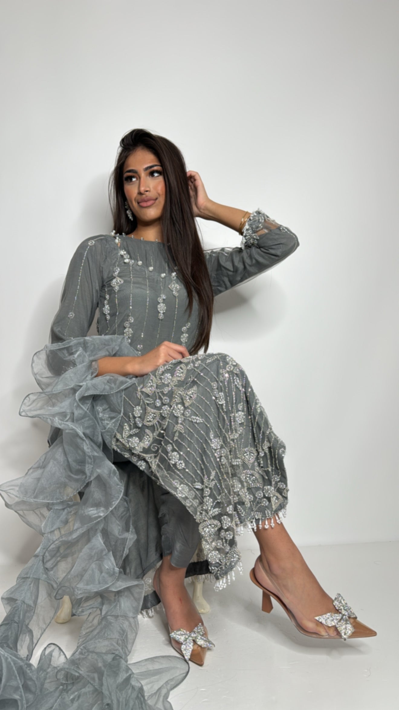 Grey Cutdana Three Piece Suit UK | The Selene